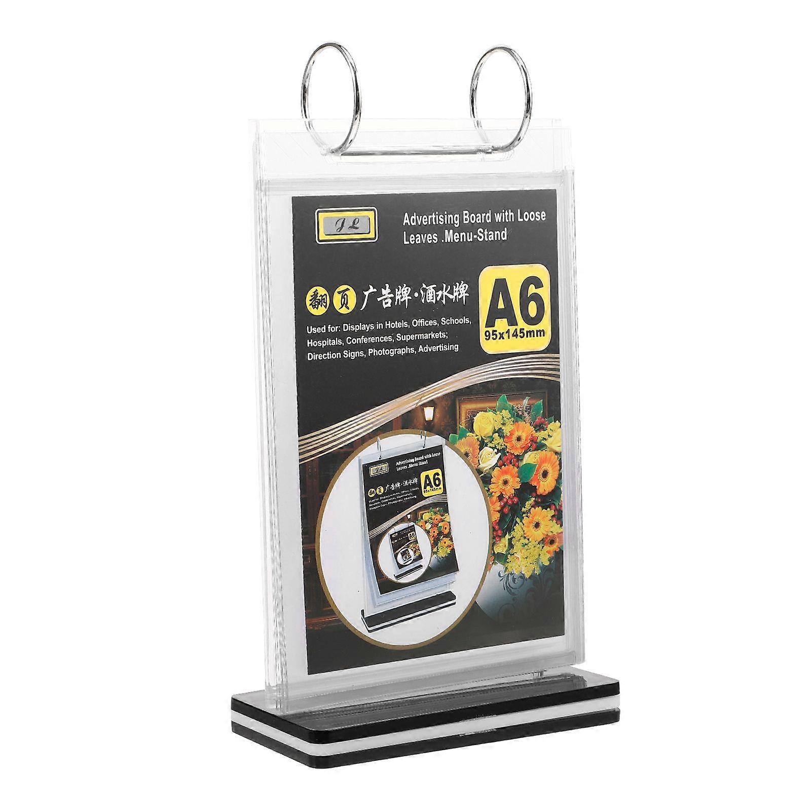 Standing Flip Menu Display Holder A6 PVC Tabletop Card Organizer Sign Stand for Restaurants Bars Coffee Shops Event Catering Services
