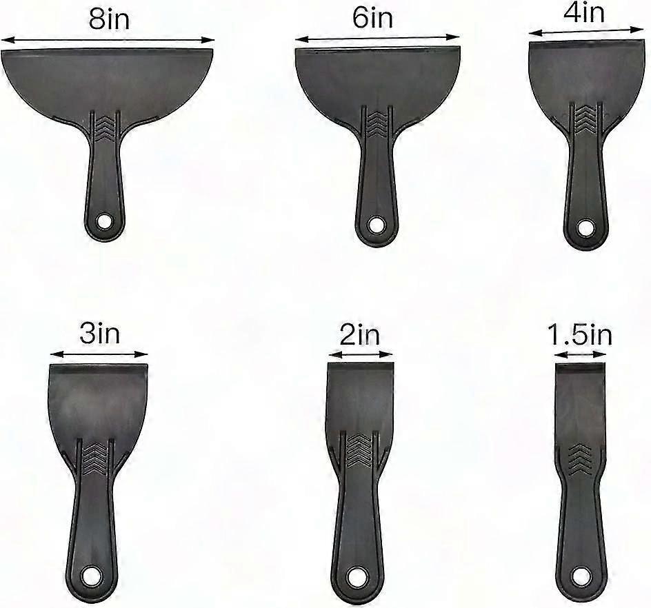 Conjunto de 6Pcs Espátula de Plástico Macio - Raspadores de Tinta e Massa Multi-Tamanho (1.5/2/3/4/6/8 Polegadas)