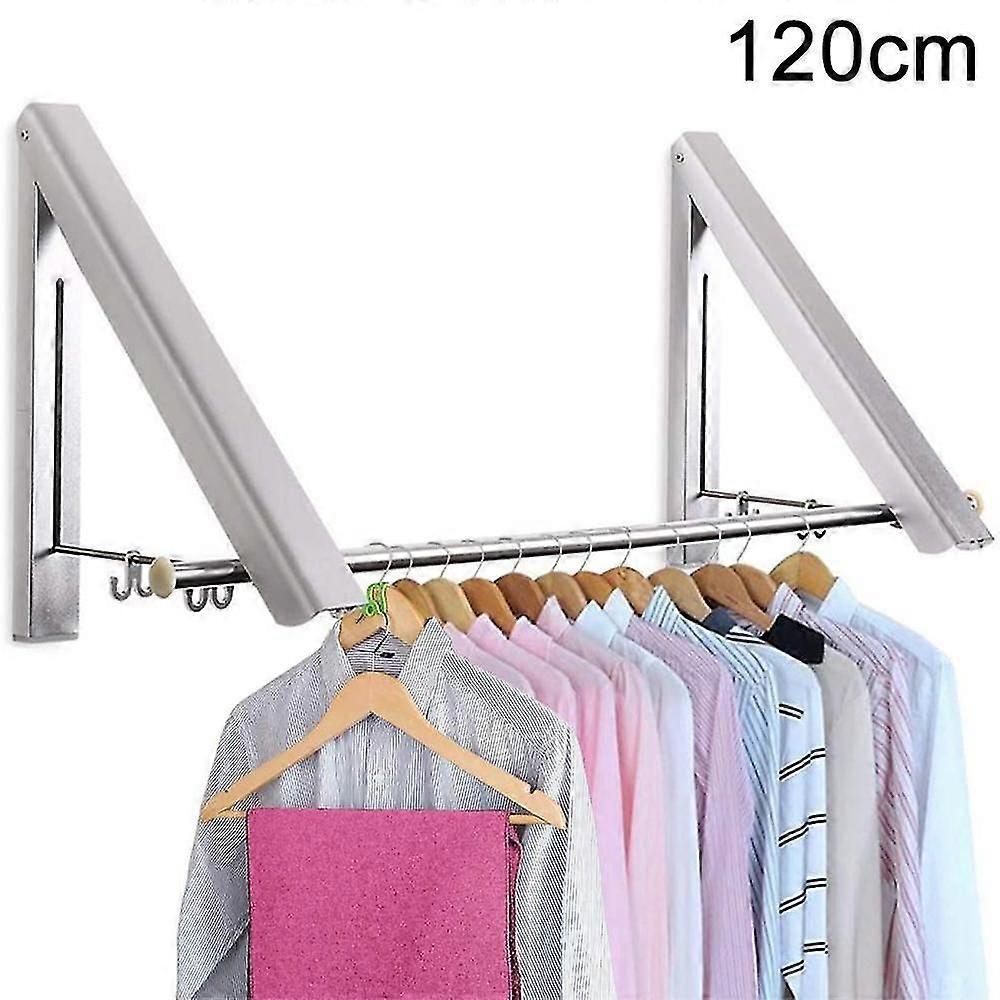 2/3 Rod Retractable Clothes Rack - Wall Mounted Folding Clothes Rack