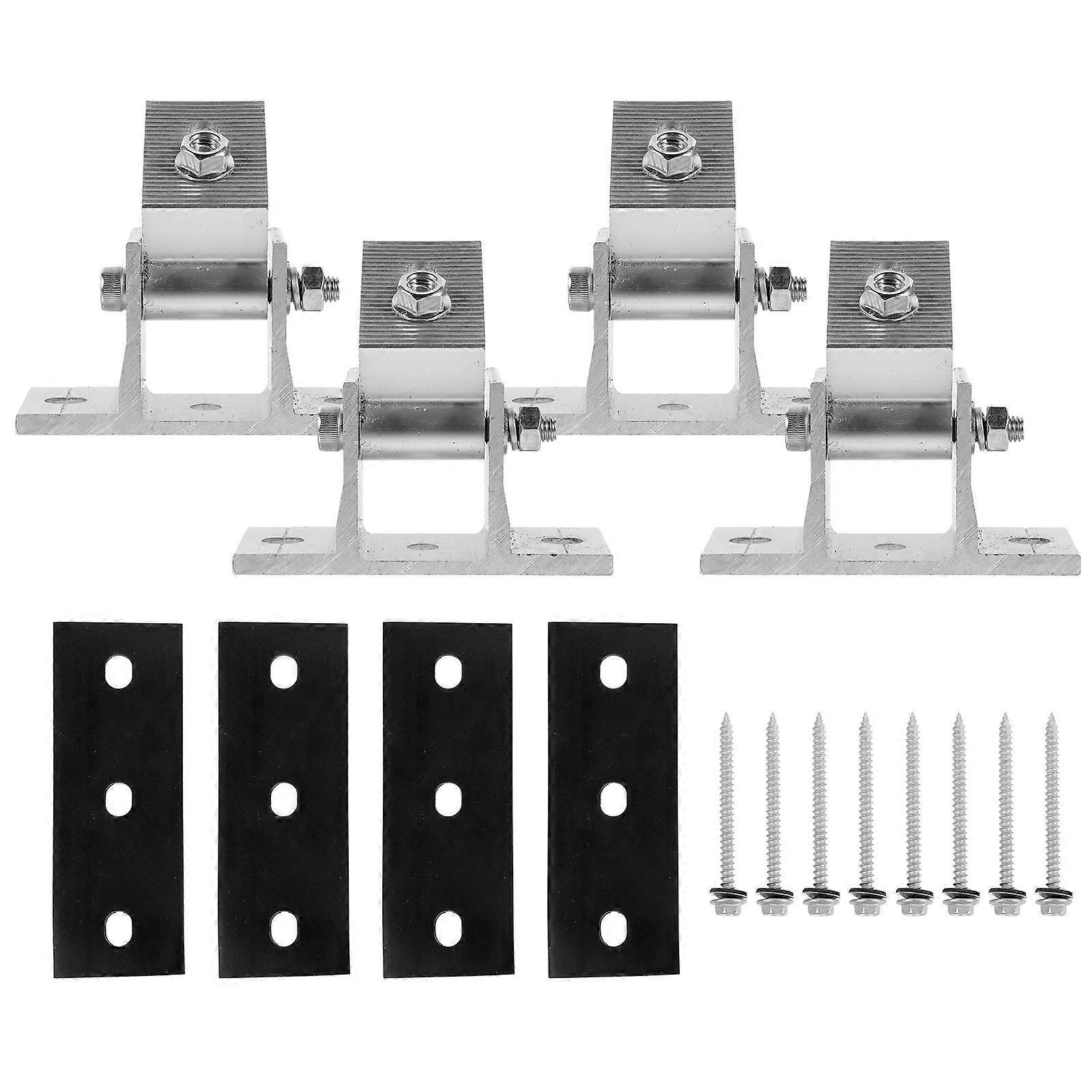 Adjustable Solar Panel Bracket Kit 4pcs Durable Aluminum Alloy Mounting Clamps with Rubber Pads and Wood Screws for Easy Universal Installation
