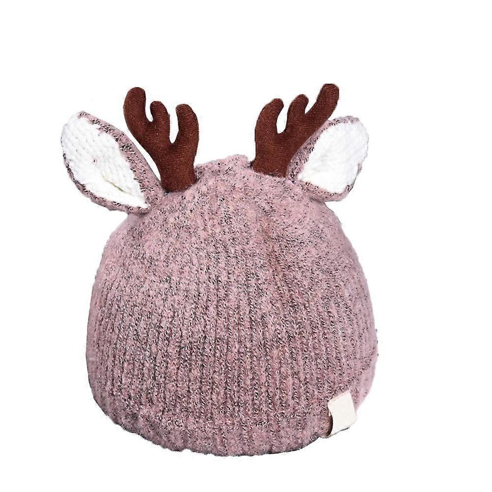 Pink Wool Kids Hat with Cute Christmas Design for Cozy Winter Style 03 Years