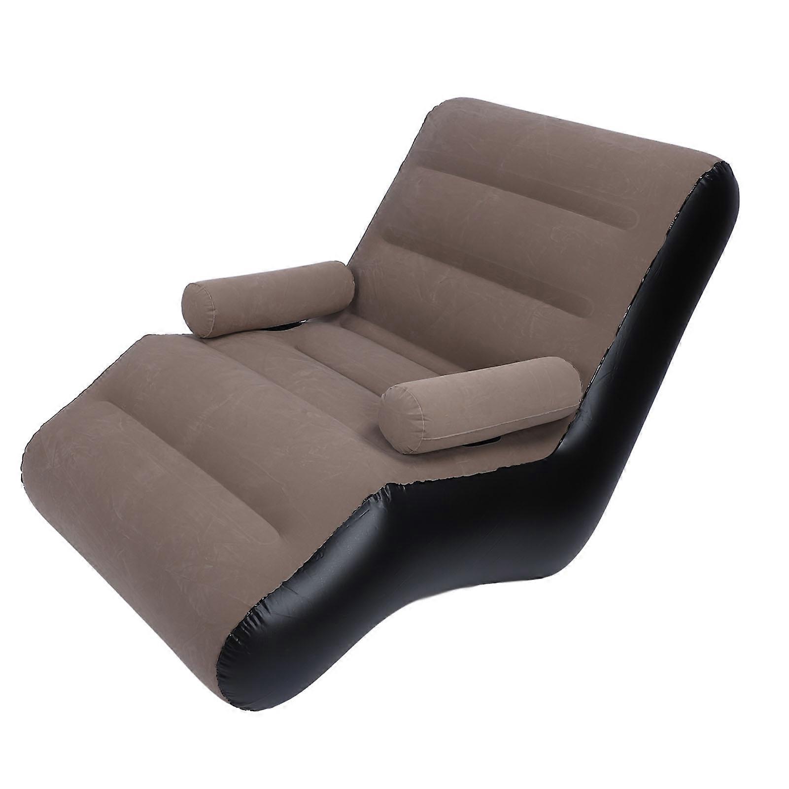 Inflatable S Shaped Sofa Portable PVC Flocking Couch 140x85x80cm