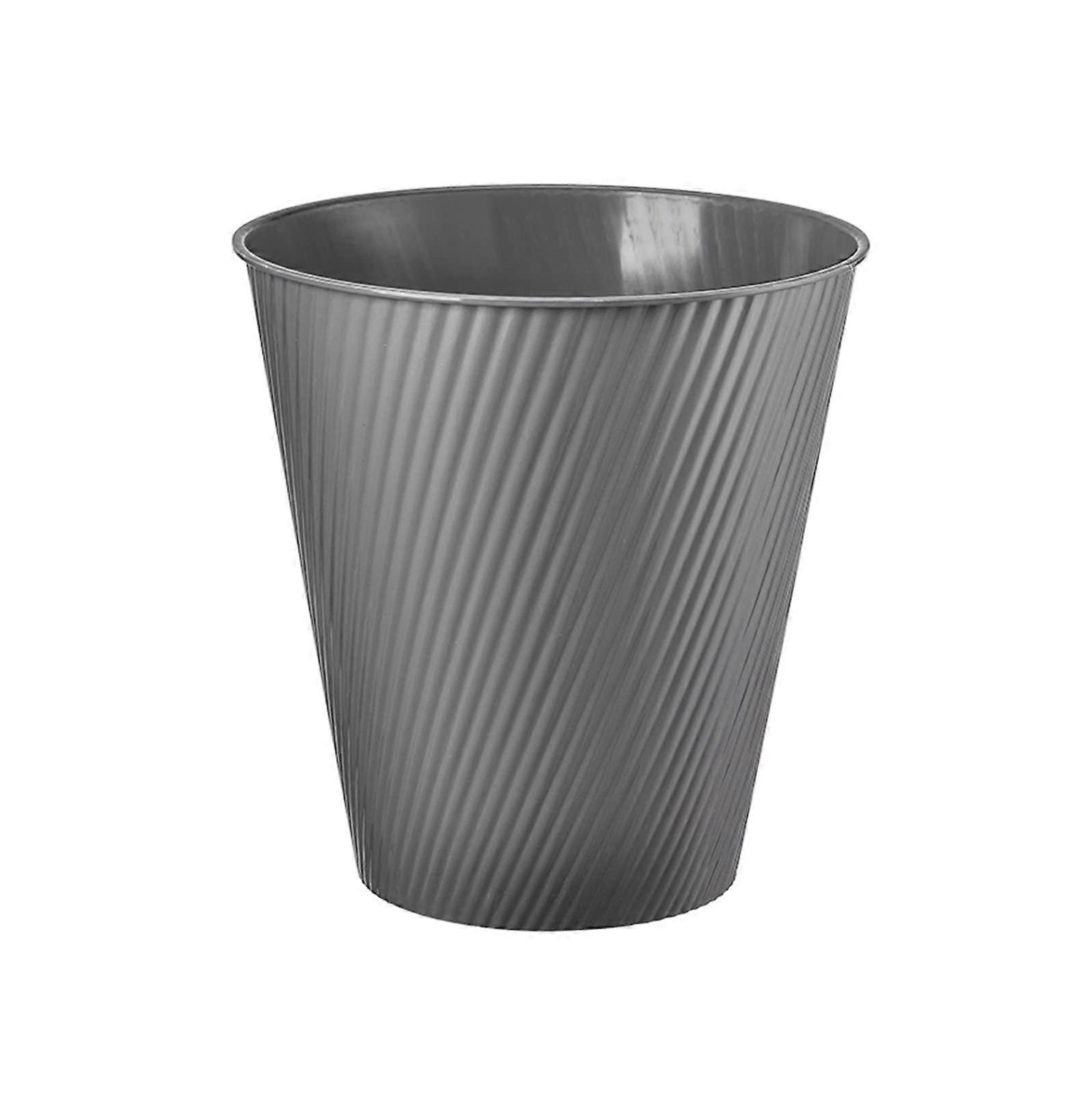 12L Round Plastic Trash Can Grey For Bedroom, Bathroom Office SpaceSaving Round Waste Bin