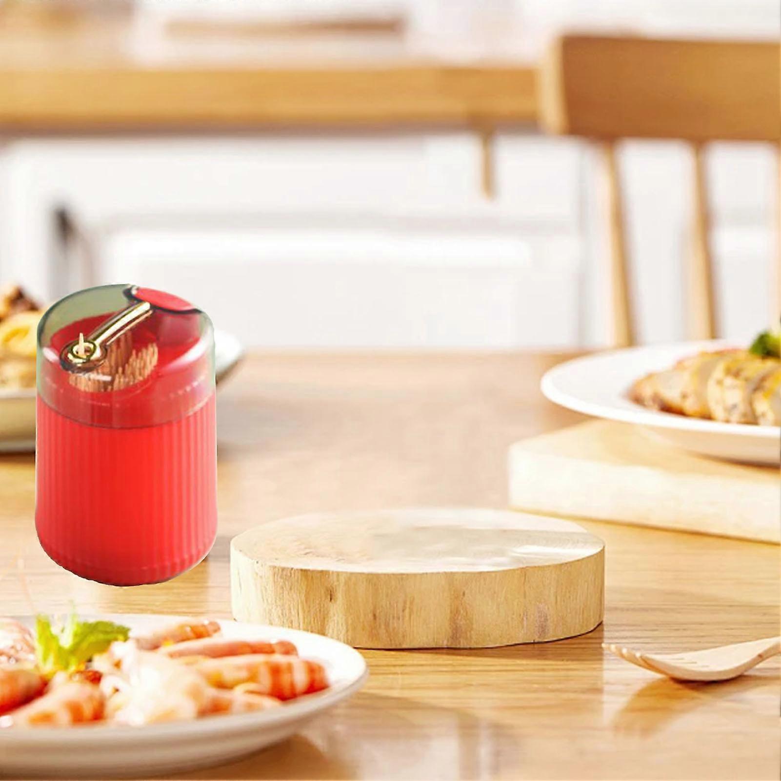 Pop Up Plastic Toothpick Holder Dispenser Compact Red Case