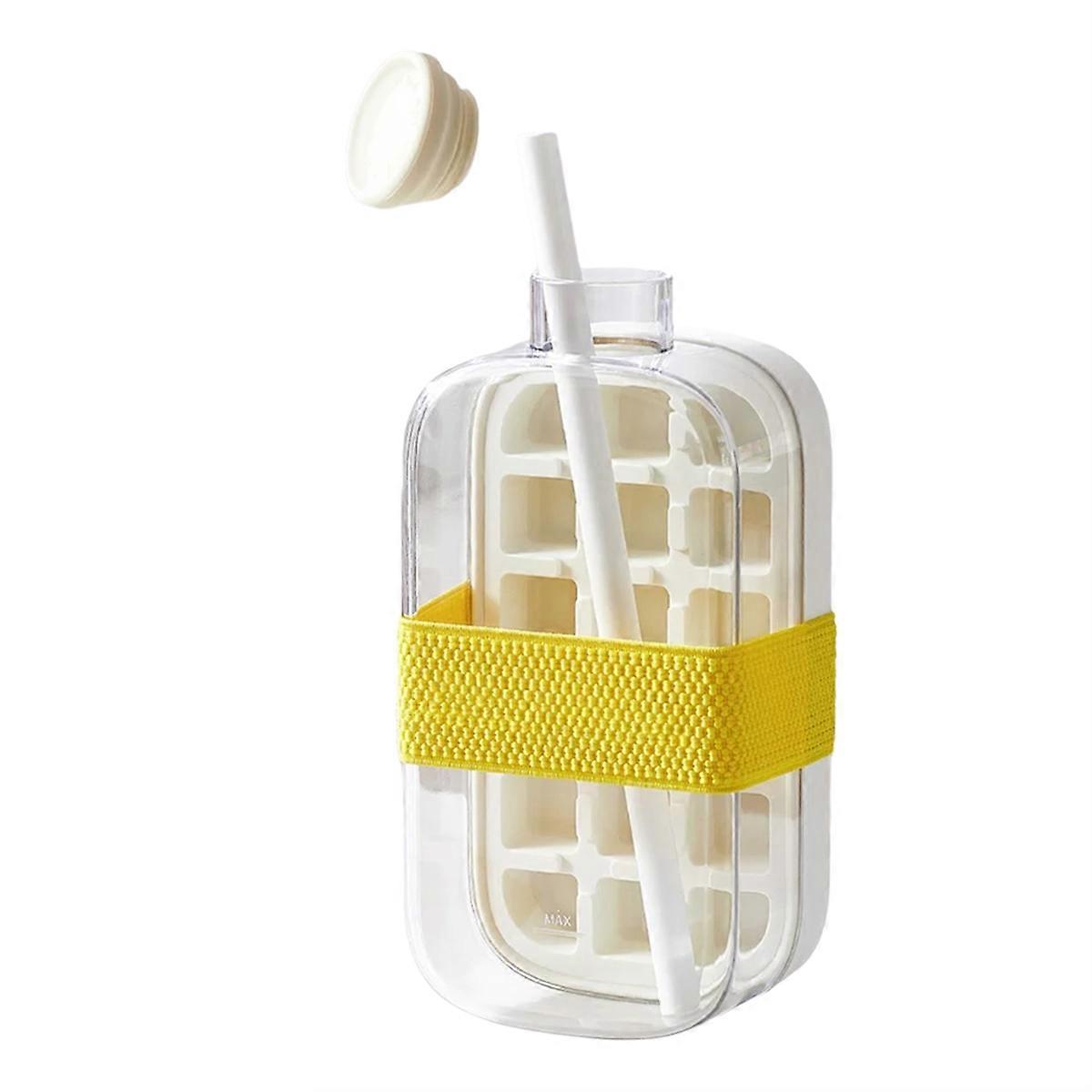 Ice Water Bottle with Straw Two-in-One Water Bottle Portable Silicone Frozen Ice Tray Portable Water Bottle 800ML A