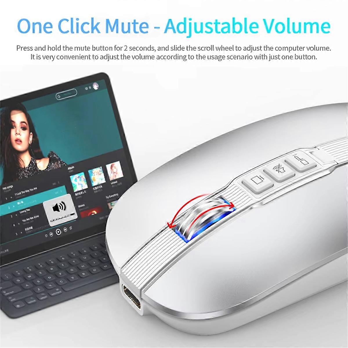 Wireless Bluetooth Mouse 2.4G Wireless Office Mouse Tablet PC Notebook Dual Mode USB Charging Mouse for Laptop Silver