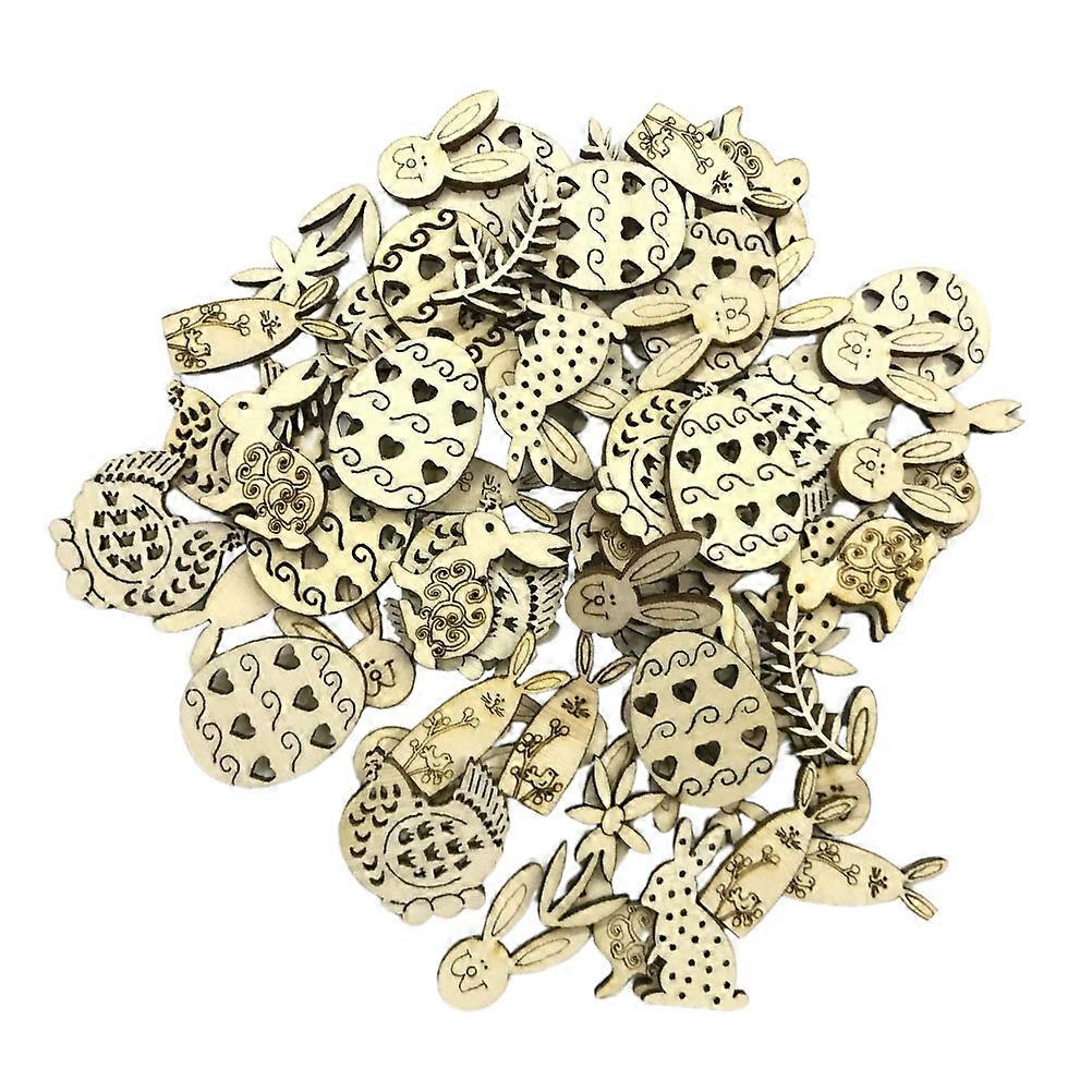 Hollow Out Wooden Chip Rabbit Shape Decoration Suitable For Children DIY Projects 100Pcs