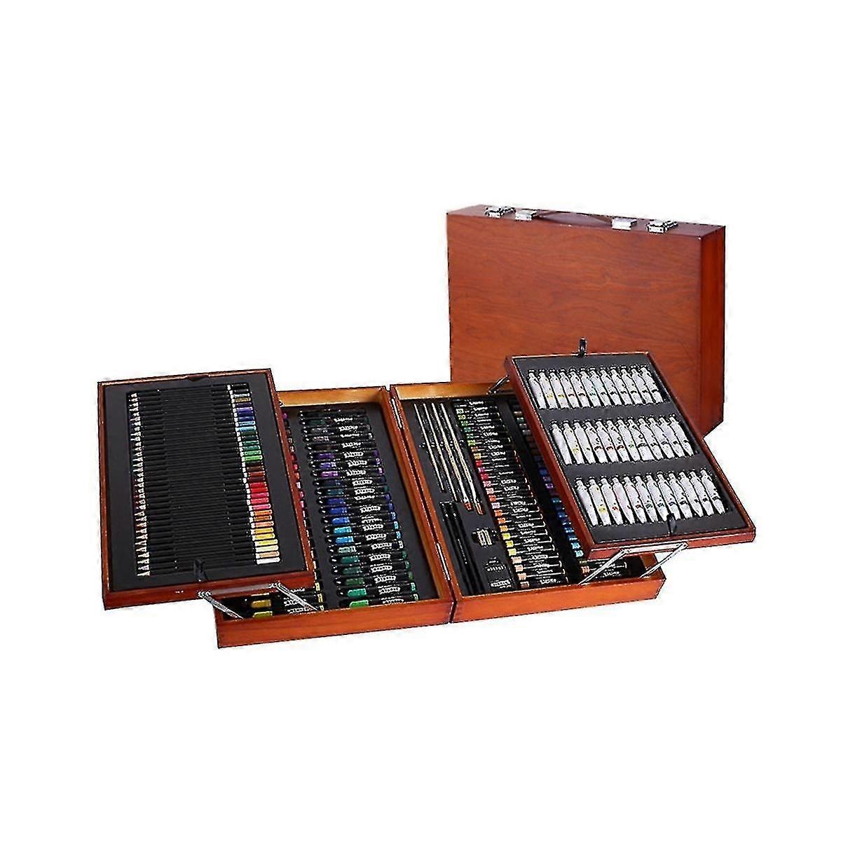 174 حزمة ديلوكس خشبية الفن مجموعة الحرف الرسم اللوحة كيت هدية مربع للبالغين الفنان المبتدئين