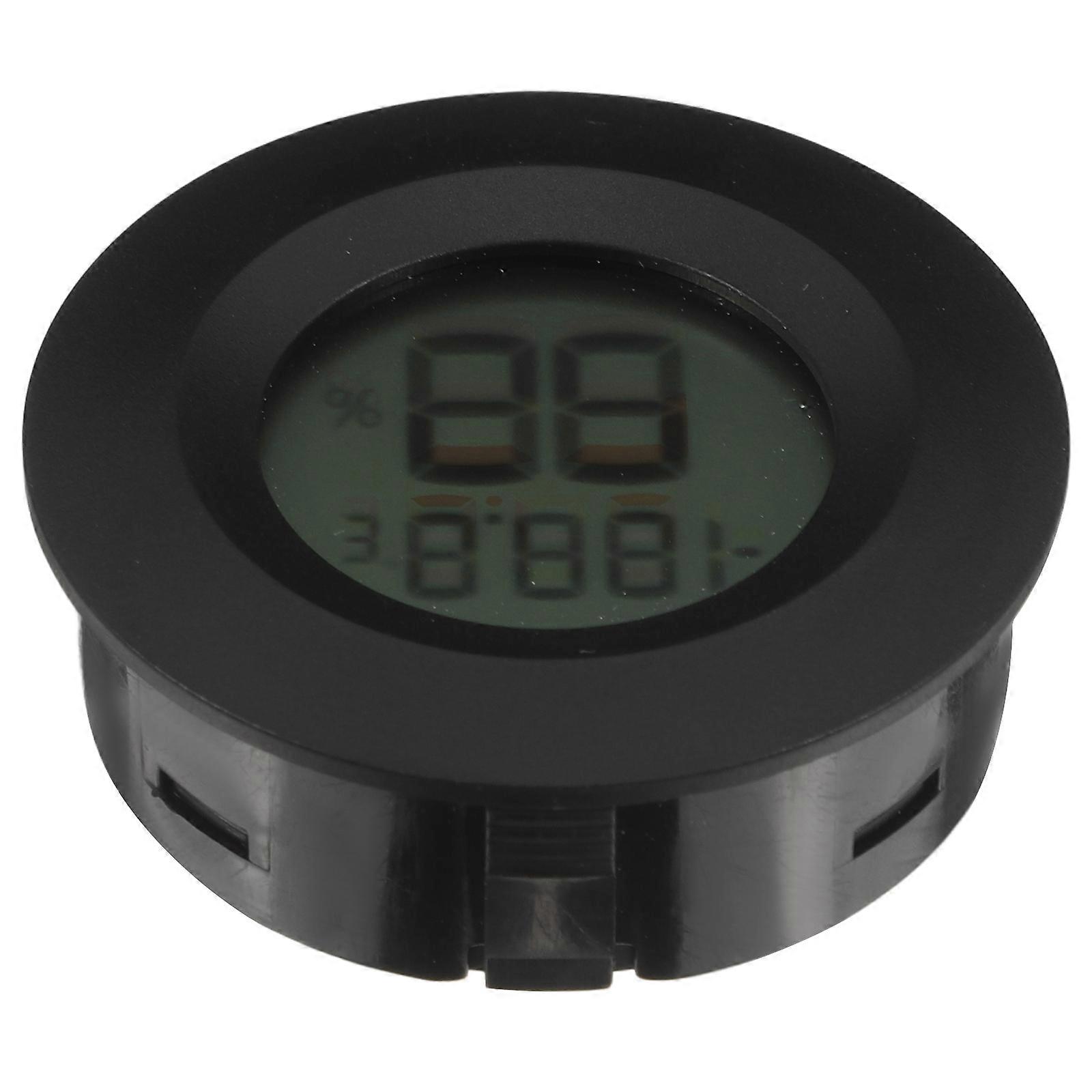 Mini Digital LCD Indoor Hygrometer with Wide Screen Black Plastic 4 5cm Diameter