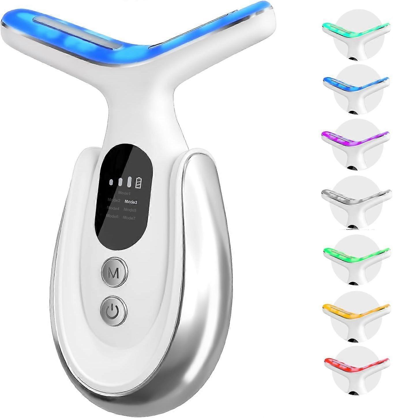 Neck and face massager 7 in 1 with vibration and heating function(White)