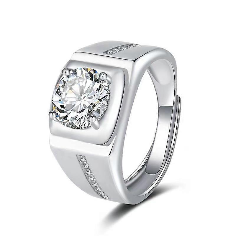Men's Ring, Moissanite-like Boldly Set Gentleman's Engagement Ring
