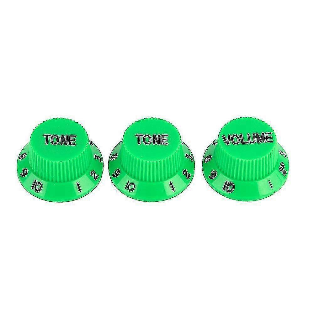 Electric Guitar Accessory Green 3 Pcs Volume Tone Control Knobs Button for ST SQ Guitars
