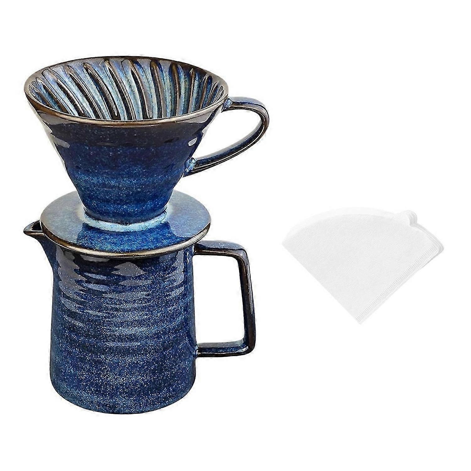 Pour over Coffee Maker,Ceramic Coffee Maker with 40 Pcs Paper Filter,