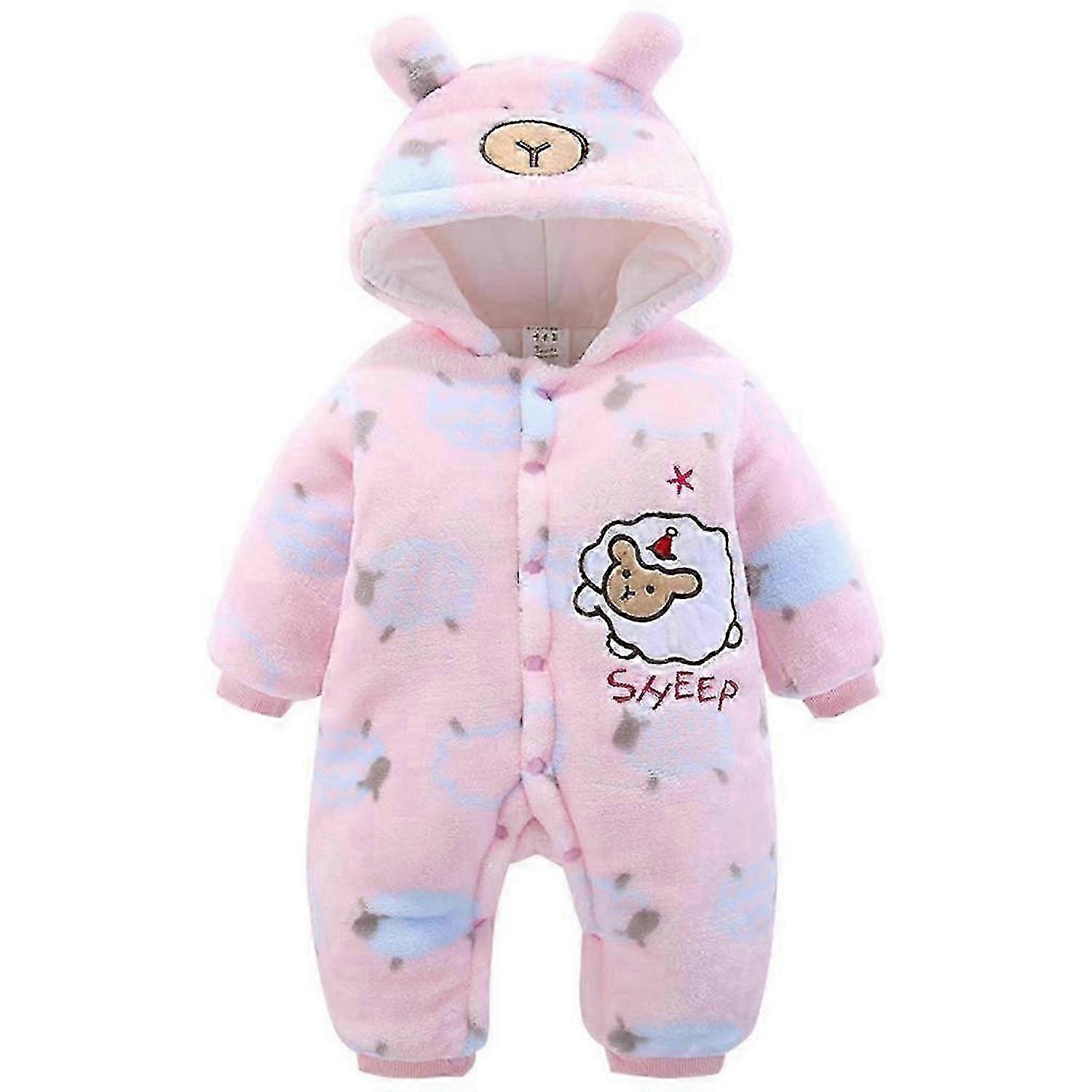 بيجامة كرتونية صغيرة للأغنام في قماش سميك ورقيق في الشتاء (وردي)