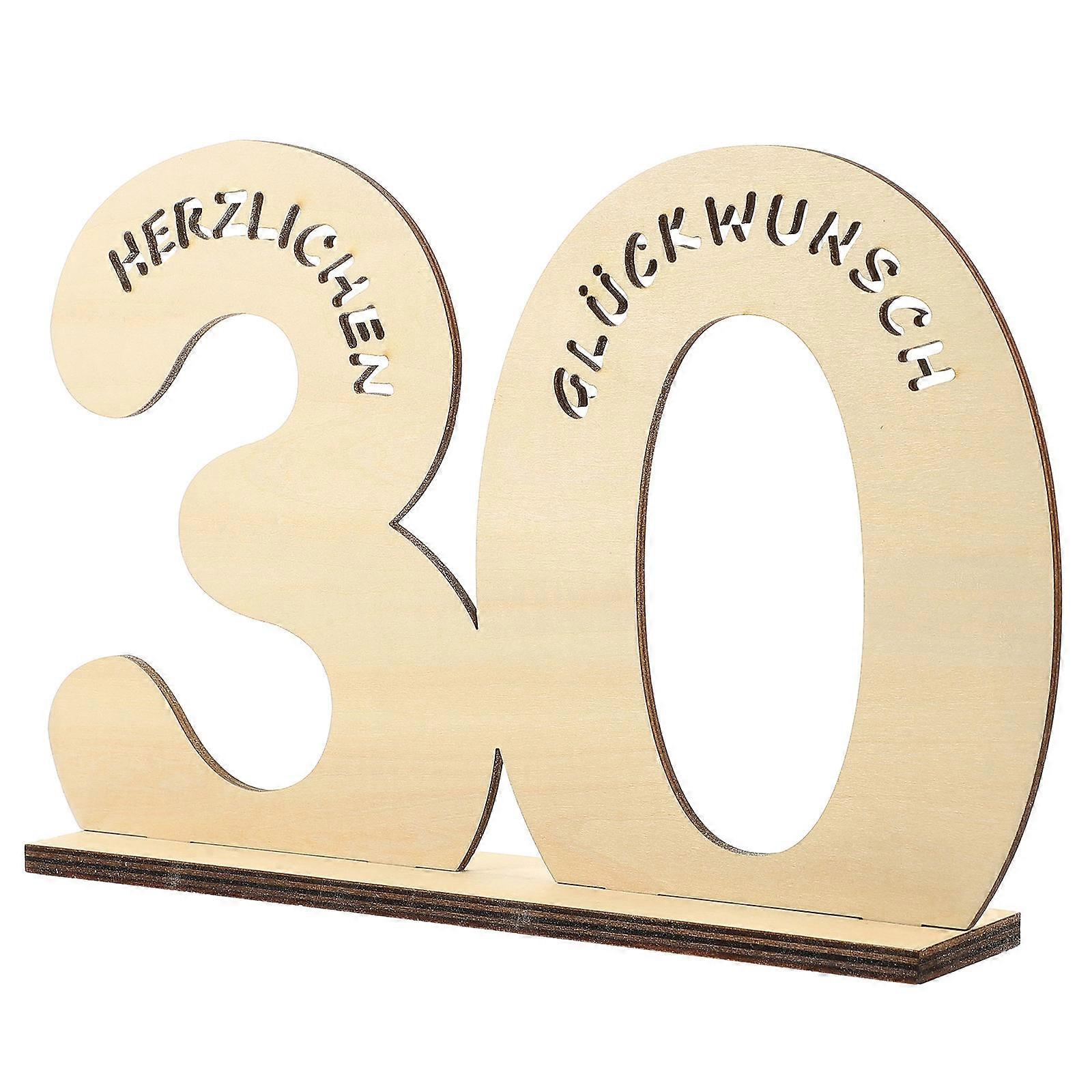 Tabletop Wooden Number Sign for Birthday Party 4Pcs Number Decor