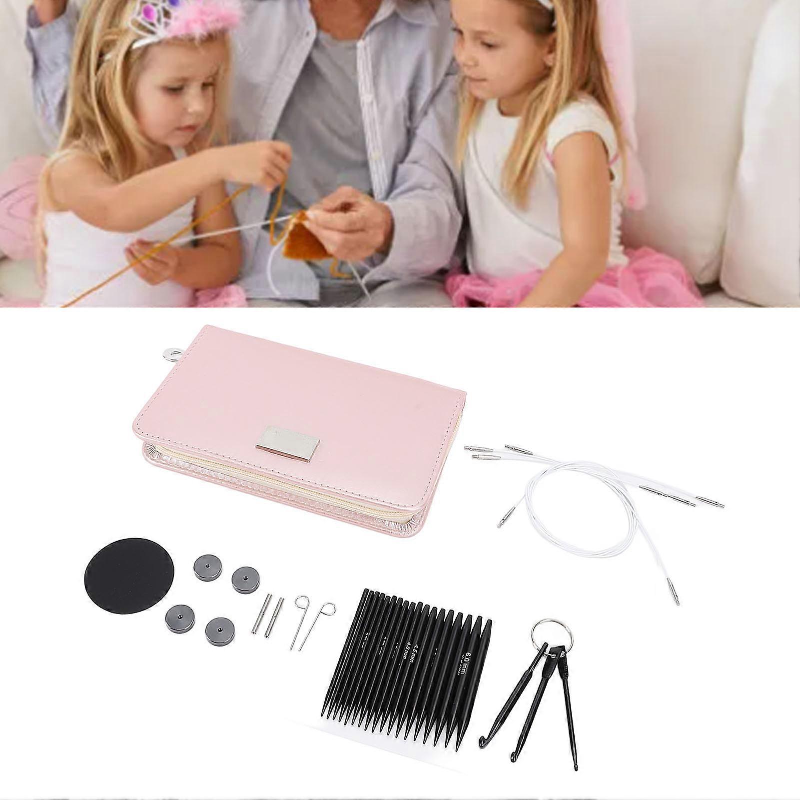 9 Pairs Removable Circular Knitting Needles 3-6mm Black Set