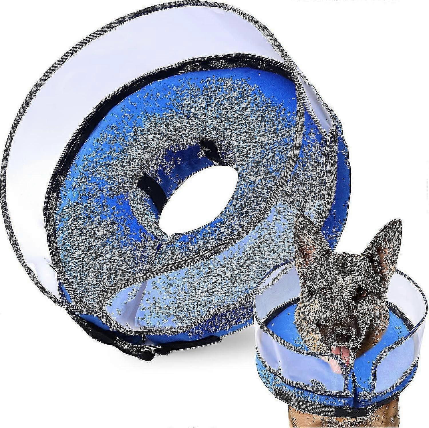 Post-surgery dog cone inflatable - comfortable soft collar for small medium large dogs with lick protection