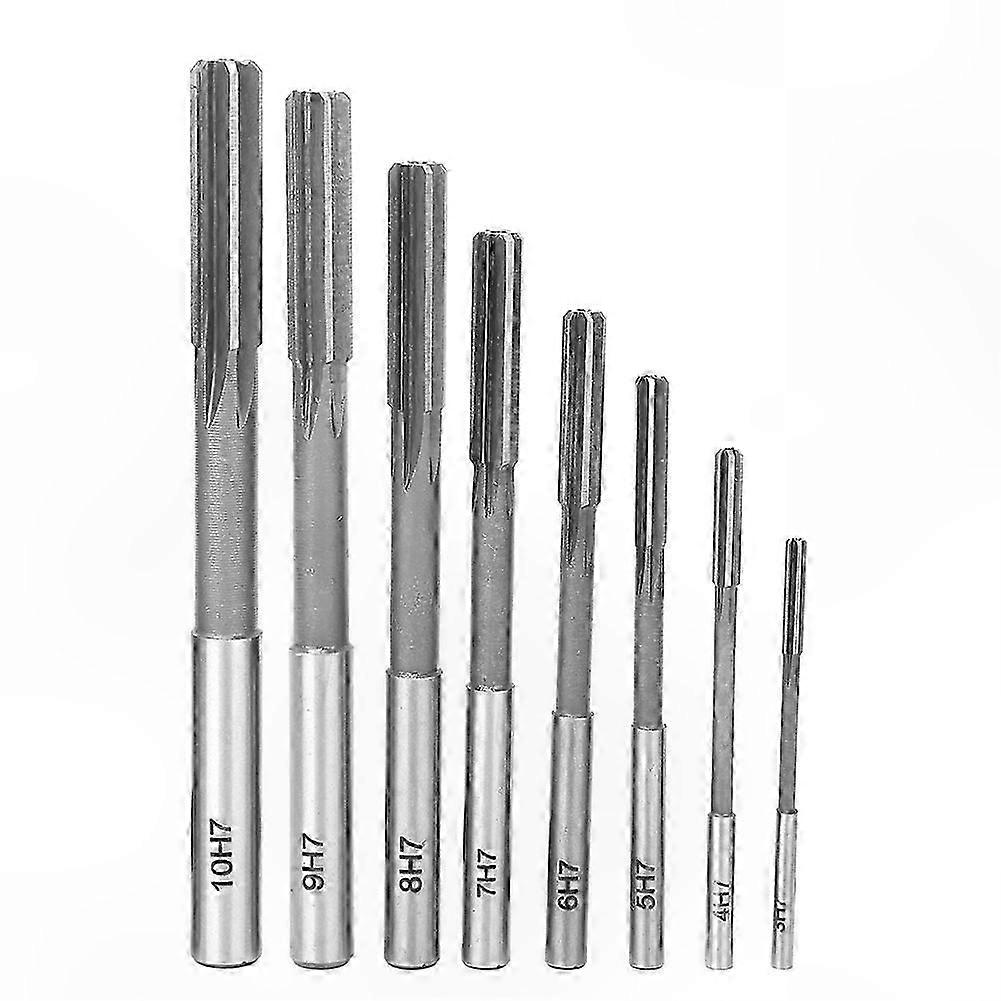 8 Pieces High-Speed Steel Reamer Set, Precision H7 Straight Shank Tool Accessories for Drilling and Reaming Operations