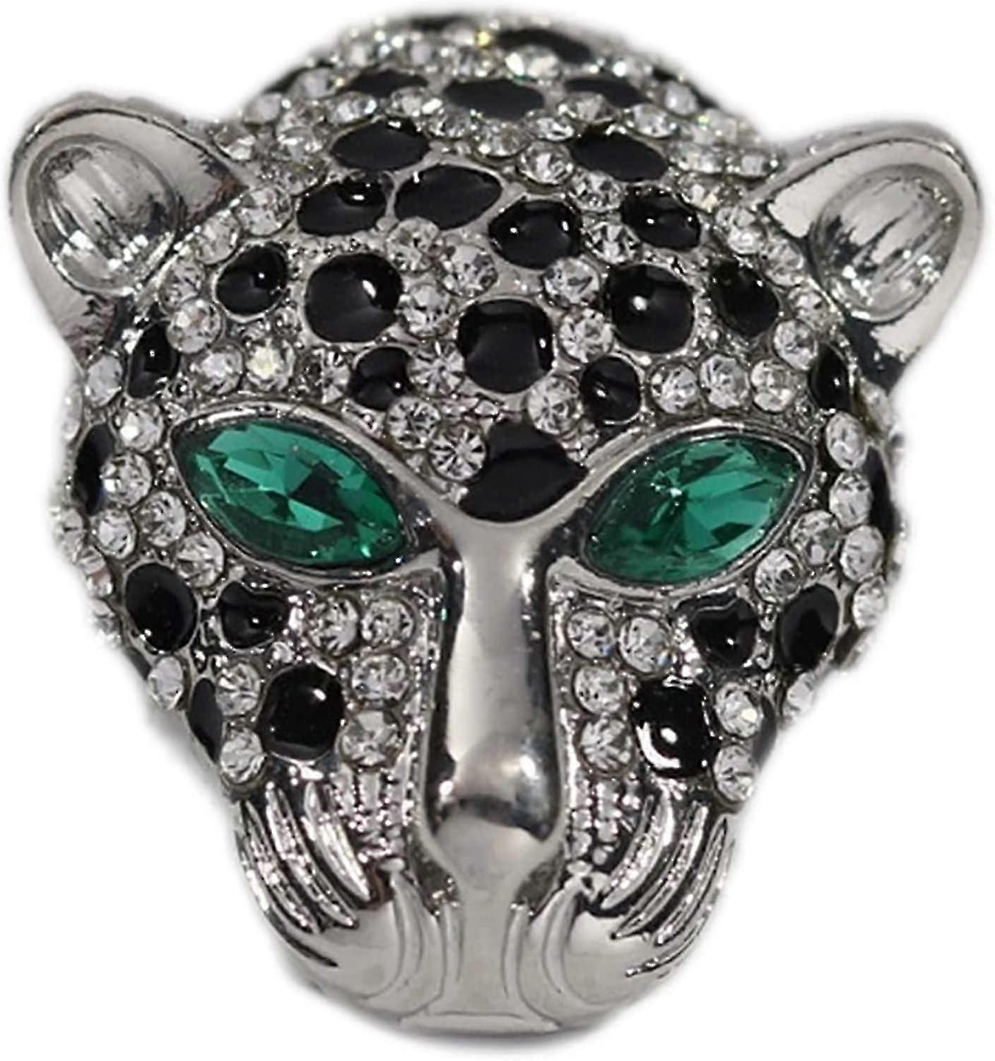 Beast Spotted Leopard Head Καρφίτσα Unisex Fashion Animal Αξεσουάρ με Κρύσταλλο Στρας για Δώρα Γάμου Μενταγιόν Διπλής Χρήσης Ασημί -