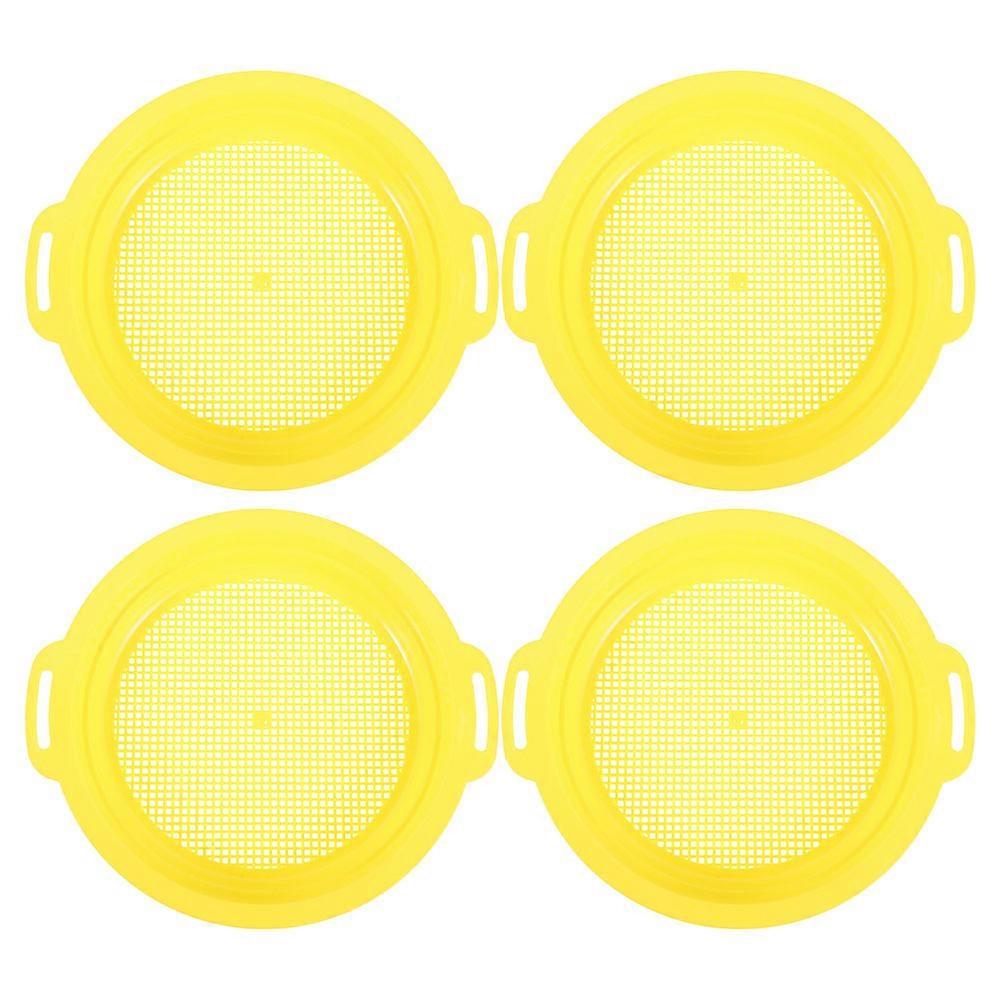 Sifter Pan Mesh Pan Potable Filter Pan for Gold Panning Yellow Plastic Used for Prospecting 4Pcs
