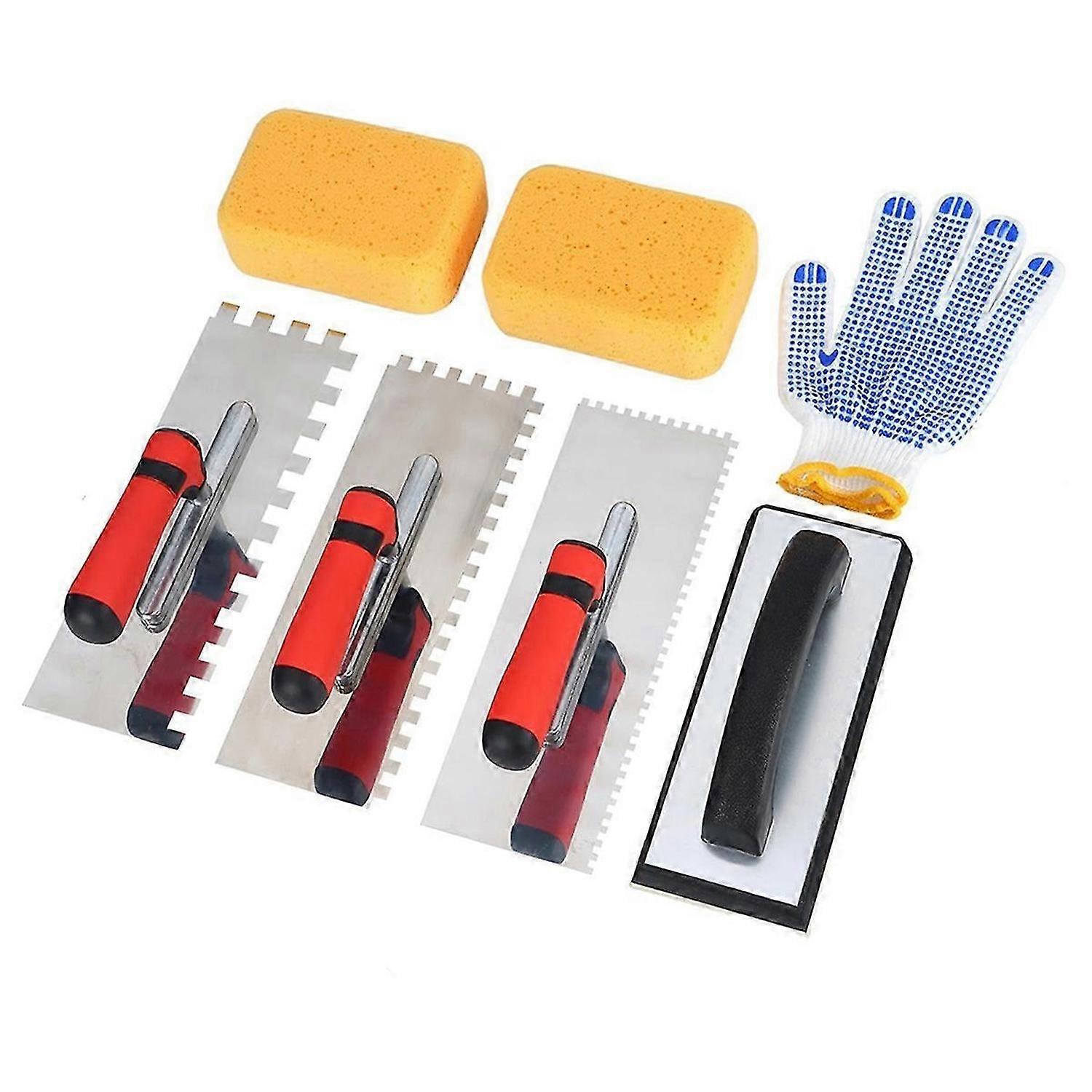 Squared Trowel 3pcs Set, with Rubber Grout Float