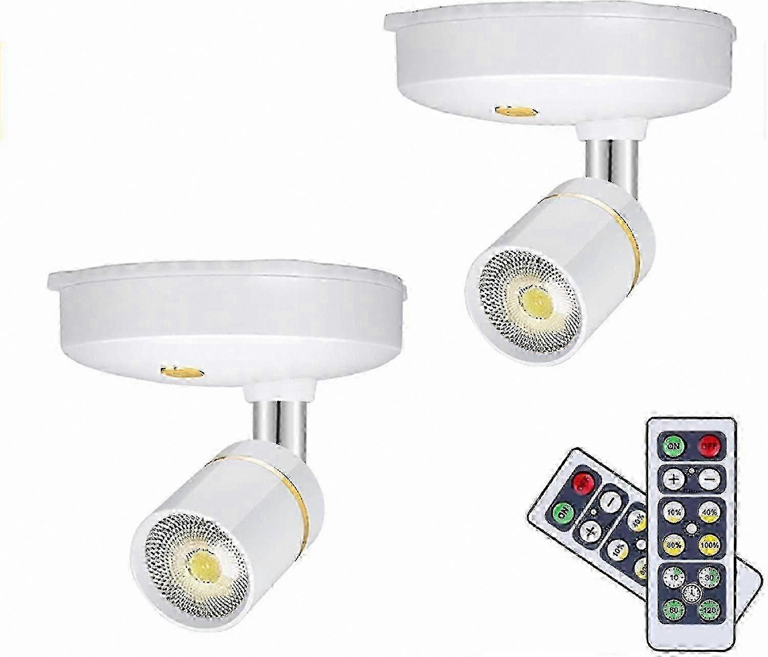 Battery-Powered Dimmable LED Spotlights, Wireless Mini Picture Lights, Rotatable Indoor Accent Lighting with Remote Control