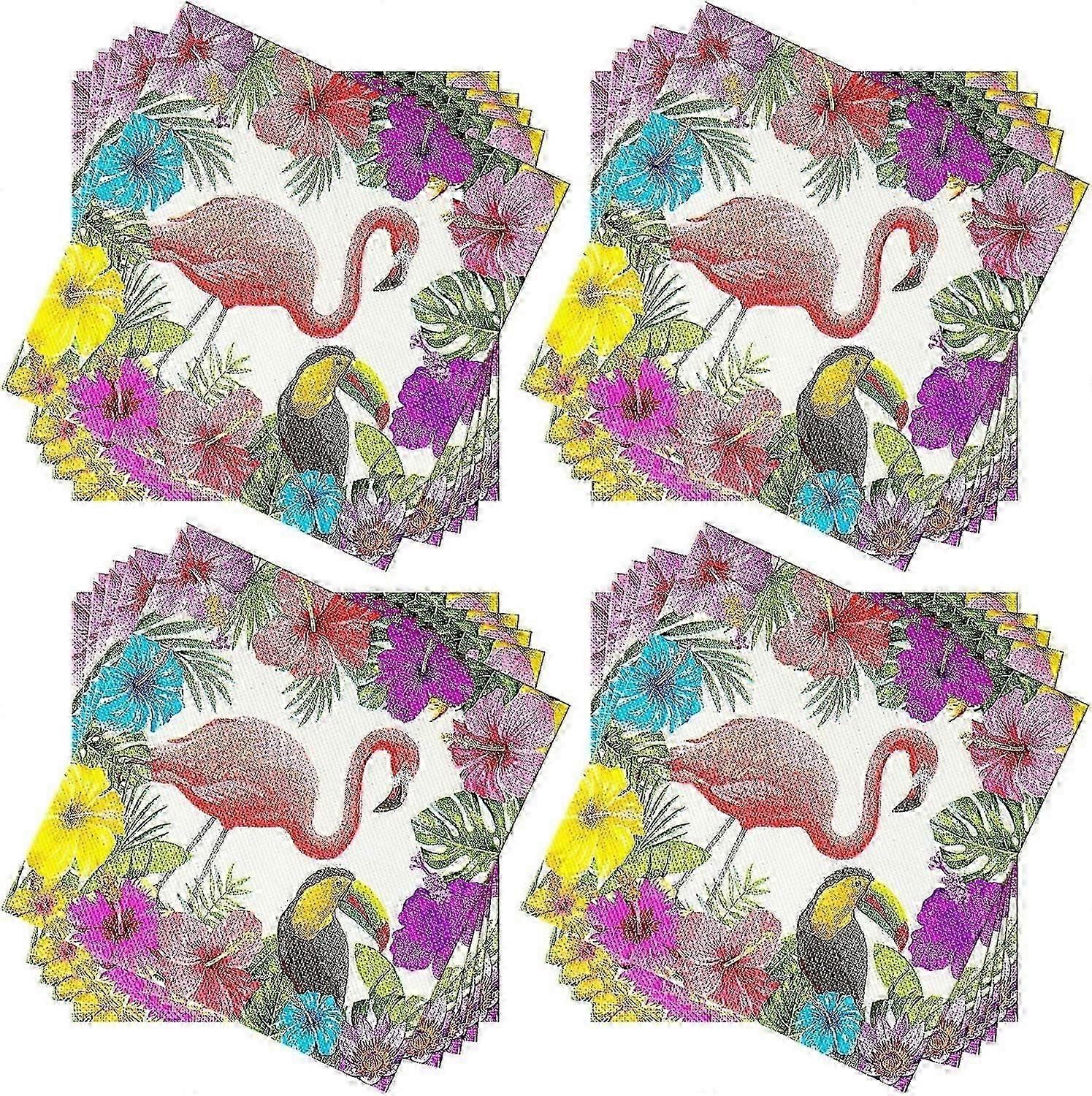 60Pcs Flamingo Disposable Colorful Flower Summer Party Napkins
