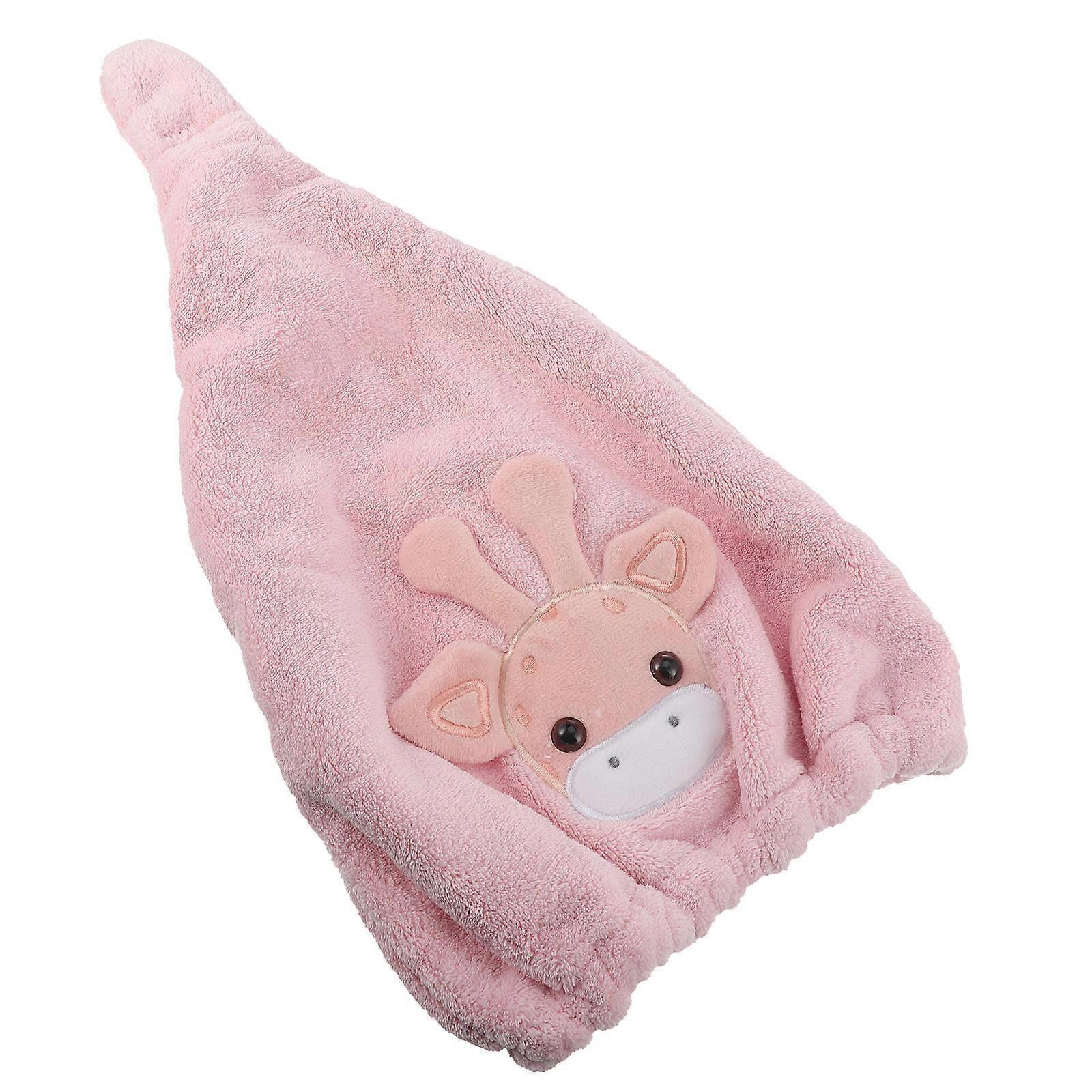 Hair Towels Coral Fleece for Quick Drying 2Pcs Cartoon Deer Towel