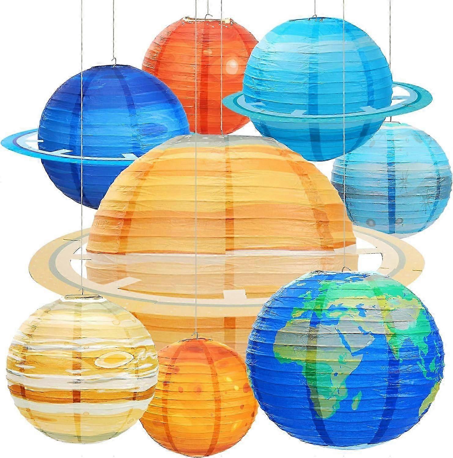 Space Paper Lanterns 8PCS 10in Hanging Planets Lantern Out of This World Space Lanterns Solar System Galaxy Planet Earth Lanterns for Kids Outer Space
