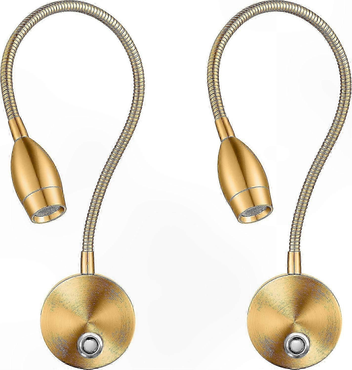 Adjustable LED Reading Lights, Wall-Mounted Lamp with Touch Control, 3 Color Modes, Flexible Gooseneck, 2-Pack Wired Plug-in Fixture