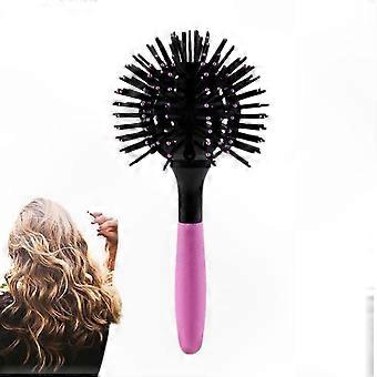 360 Rotating Curling Brush for Wet and Dry Hair, Round Styling Tool for Salon-Quality Curls and Volume