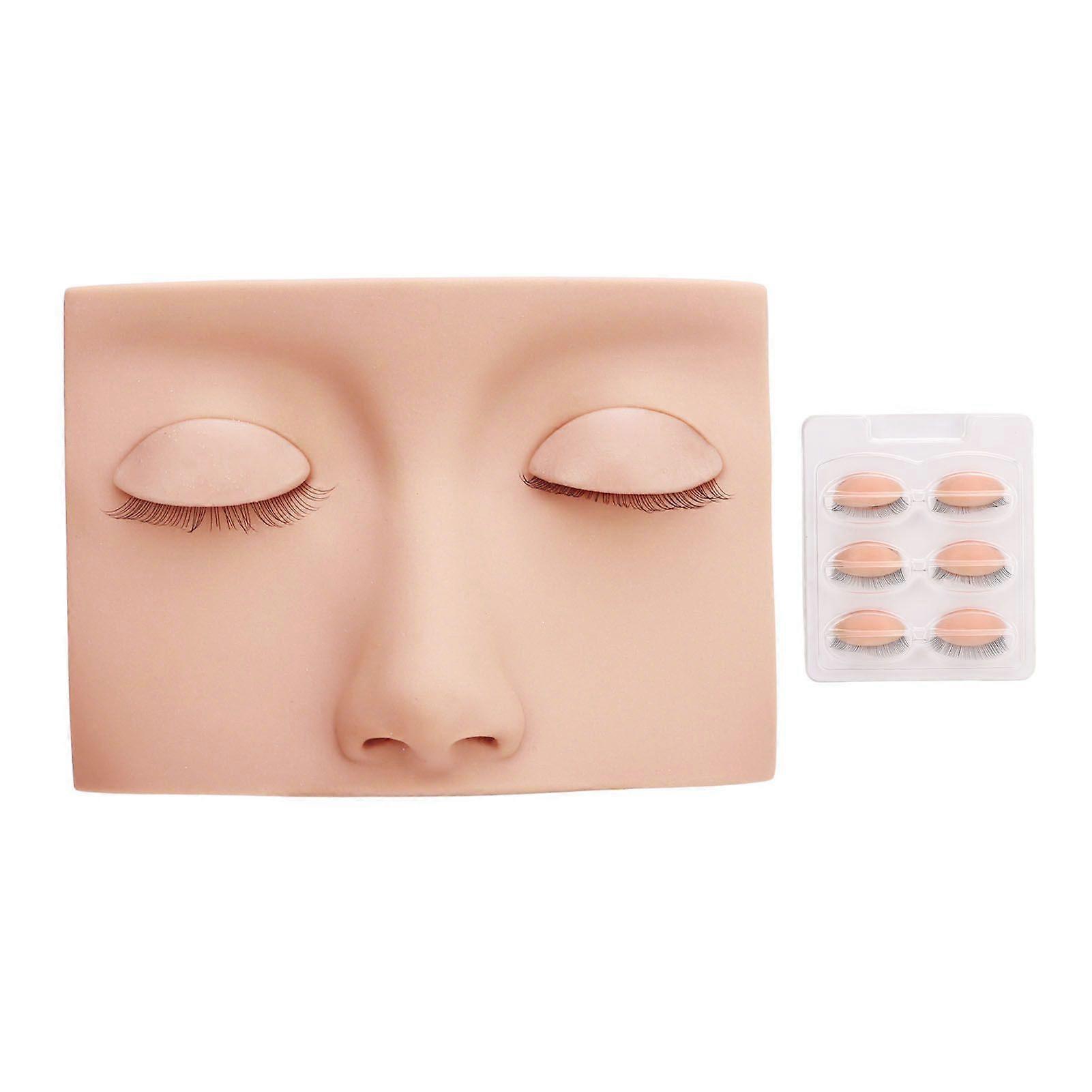 Lash Mannequin Head with 3 Pairs Replaceable Eyelid Silicone Eyelash Extension Practice Mannequin Pink