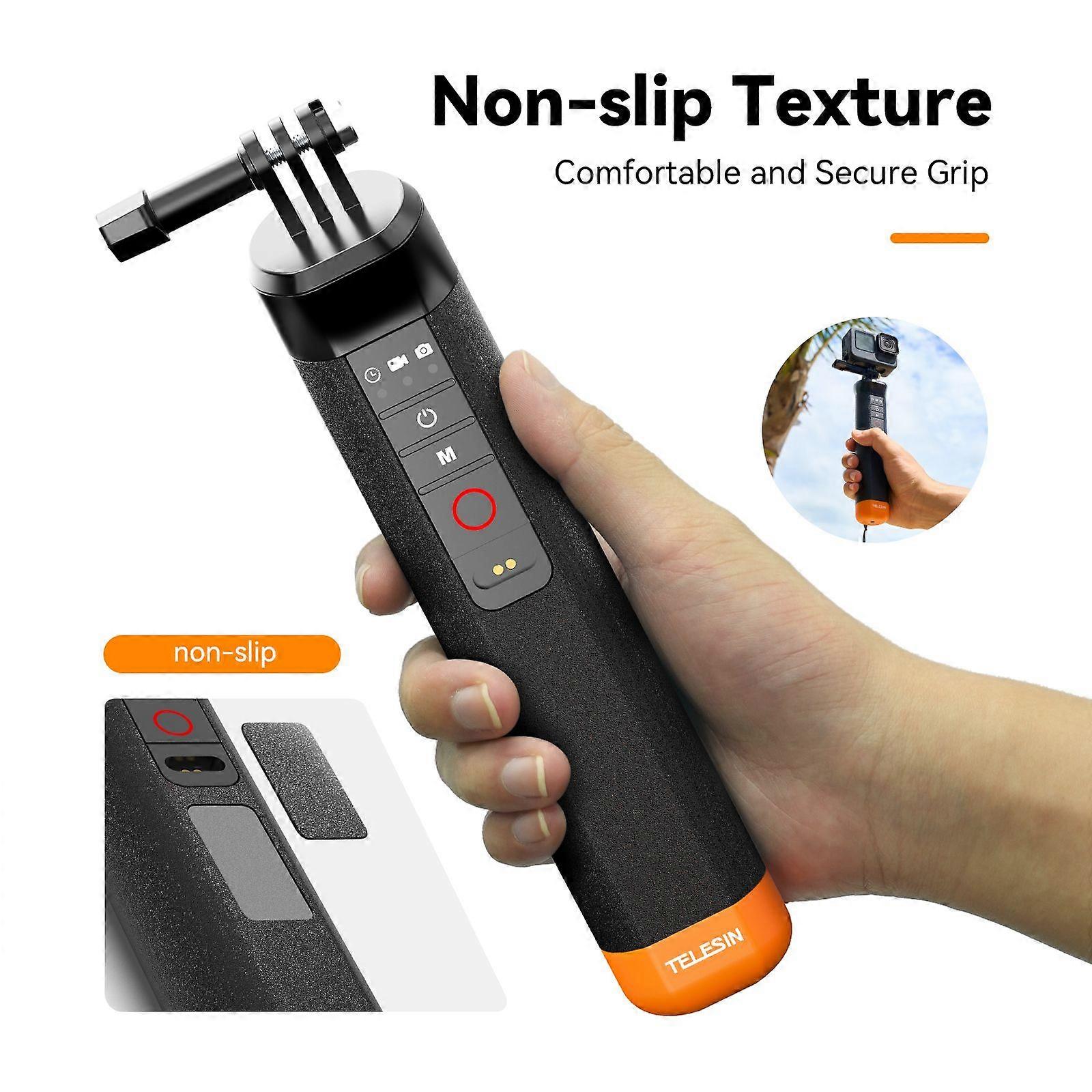 TELESIN Sports Camera Floating Handle Grip with Remote Shutter 15M Waterproof Stick with Wrist Strap Replacement for GoPro Hero 12/11/10/9/8 Action Ca