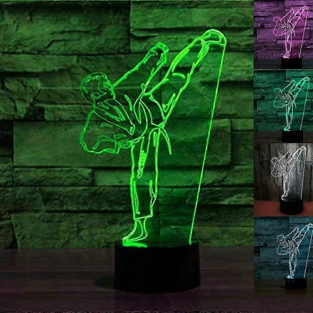 3D Taekwondo Night Light Lamp Illusion Night Light 7 Color Changing Touch Switch Desk Decoration Lamps Gift with Acrylic Flat ABS Base USB Cable Toy
