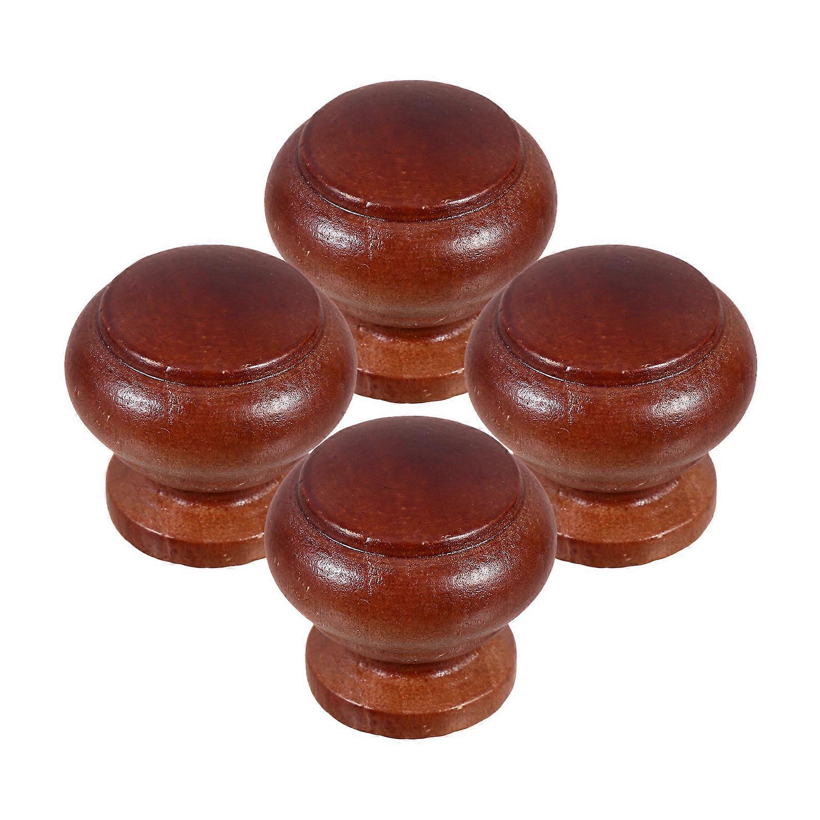 Brown Wooden Cabinet Knobs Mushroom Shape for 16Pcs Drawer Handles