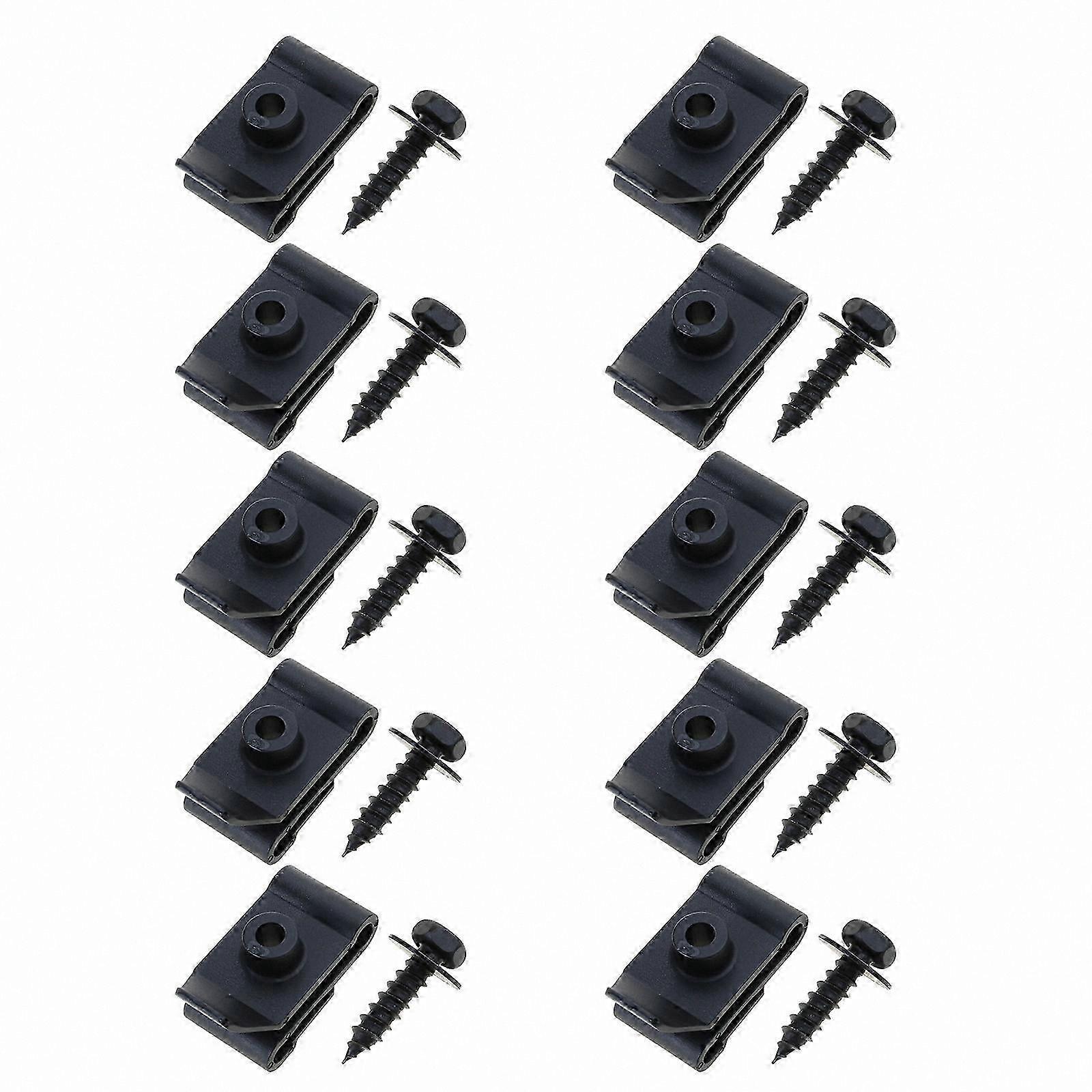 5/10 Pieces U-Type Screw Base Fastener Clips for Car License Plate, Nut Mounting Rivets Compatible with Engine Fenders and Bumpers