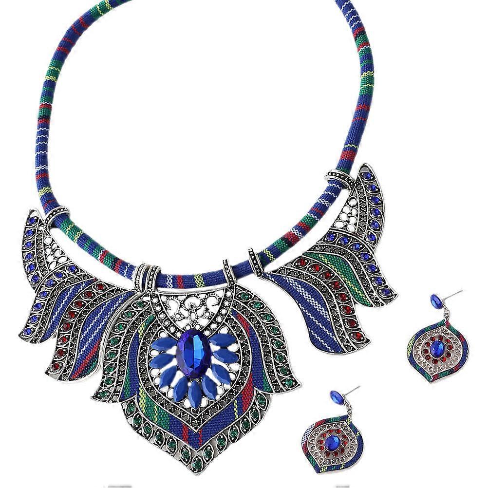 Bohemian Necklace Earring Set for Decoration 4Sets Multi Color Jewelry