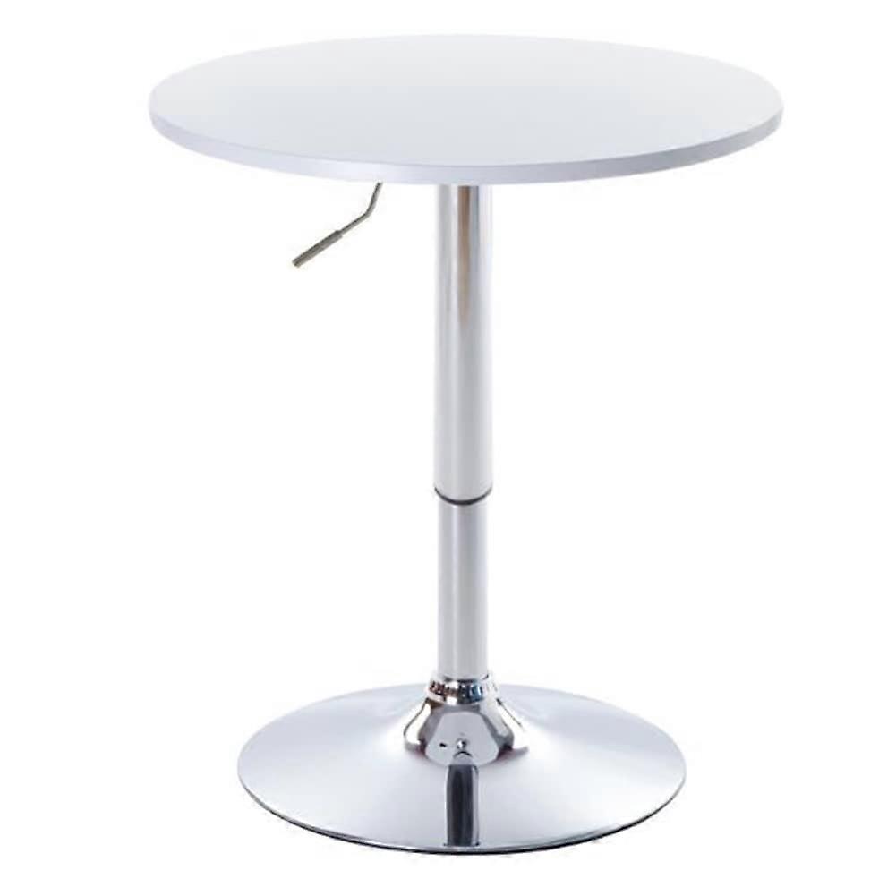 Adjustable White Round Bistro Bar Table Swivel Height Adjustable PVC Steel Base For Home Kitchen And Bar Modern MDF