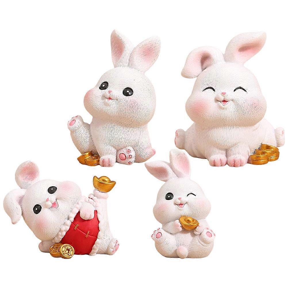 Miniature Rabbit Figurines for Lawn Decoration 8Pcs Assorted Color Resin