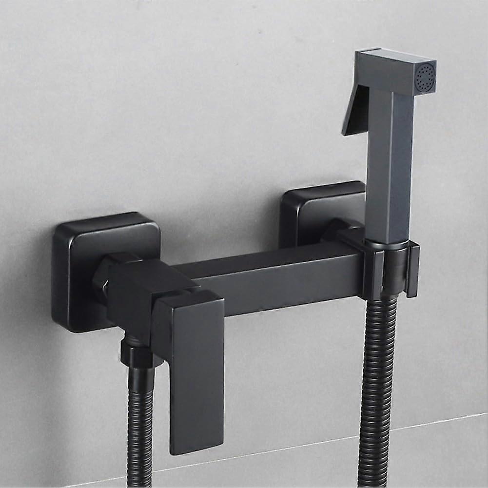 Handheld Bidet Sprayer Zinc Alloy Bidet Attachment Anti Clogging Metal Spray Nozzle Leakproof T Valve Adapter Black