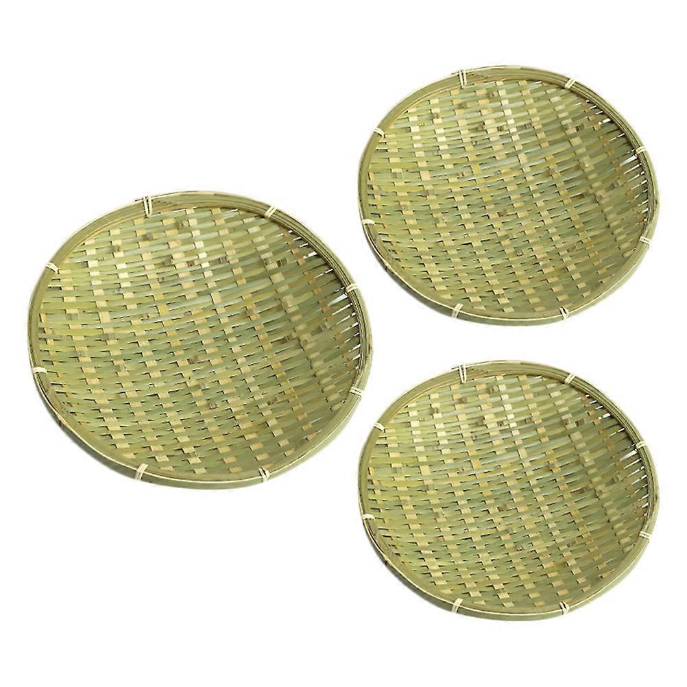 Kitchen Supply Bamboo Basket for Storage Use 3Pcs Green Design
