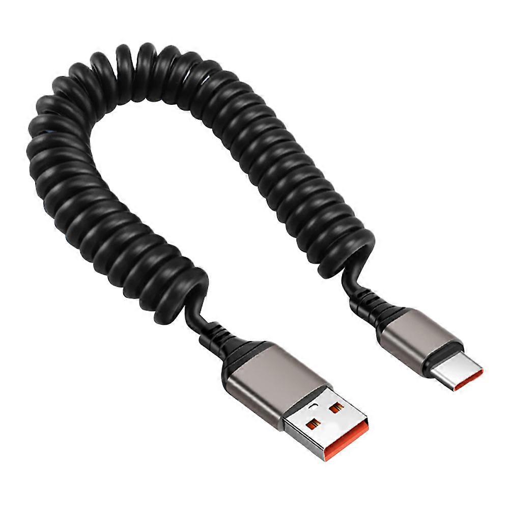 USB Type-C Data Cord 2Pcs Black Retractable Design For Car Use 34.00X1.50X1.00CM Efficient Data Transfer