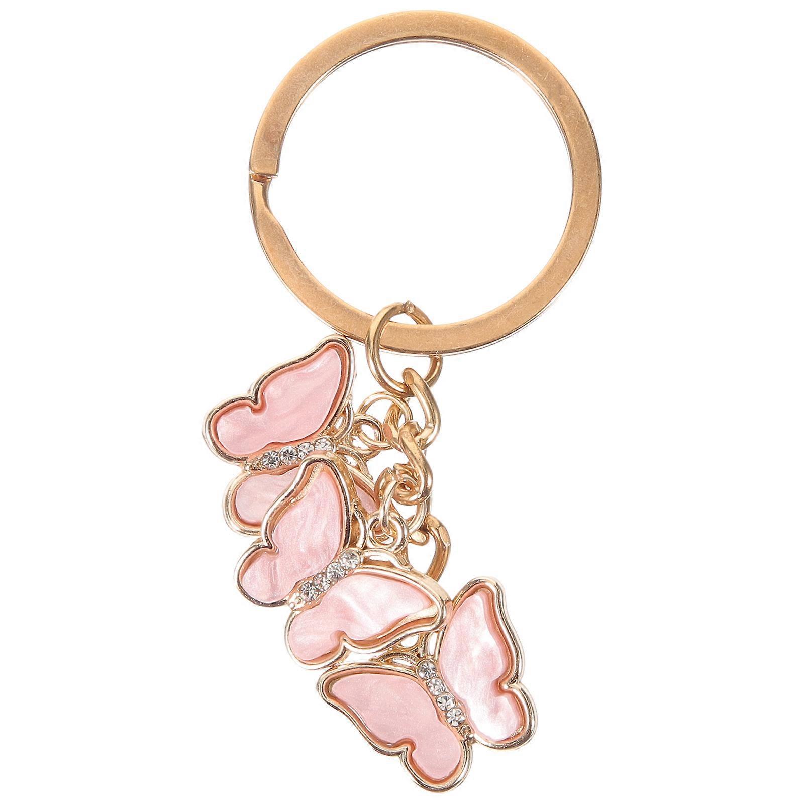 Fashionable Butterfly Key Ring Ornament For Women'S Bag In Pink Offering Decorative Function 1Pack