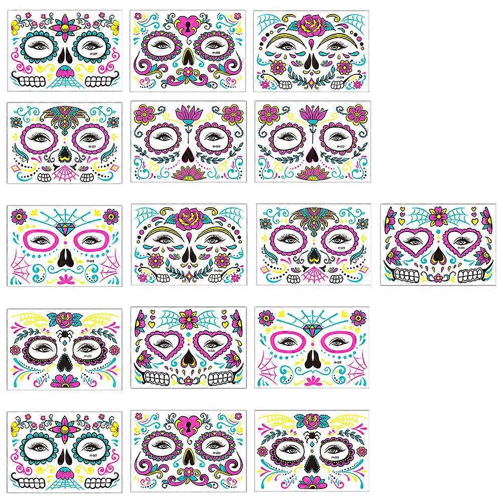 Temporary Face for Decoration 32 Sheets Halloween Fluorescent Decals