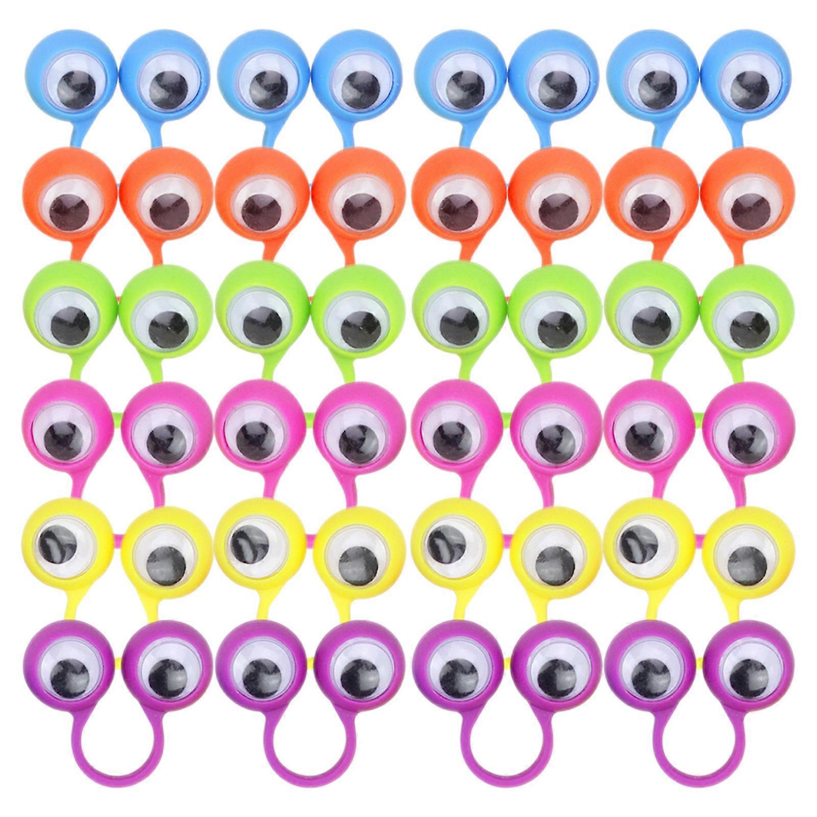 Eye Finger Puppets Kids Ring Toys for Creativity 72Pcs Assorted Color