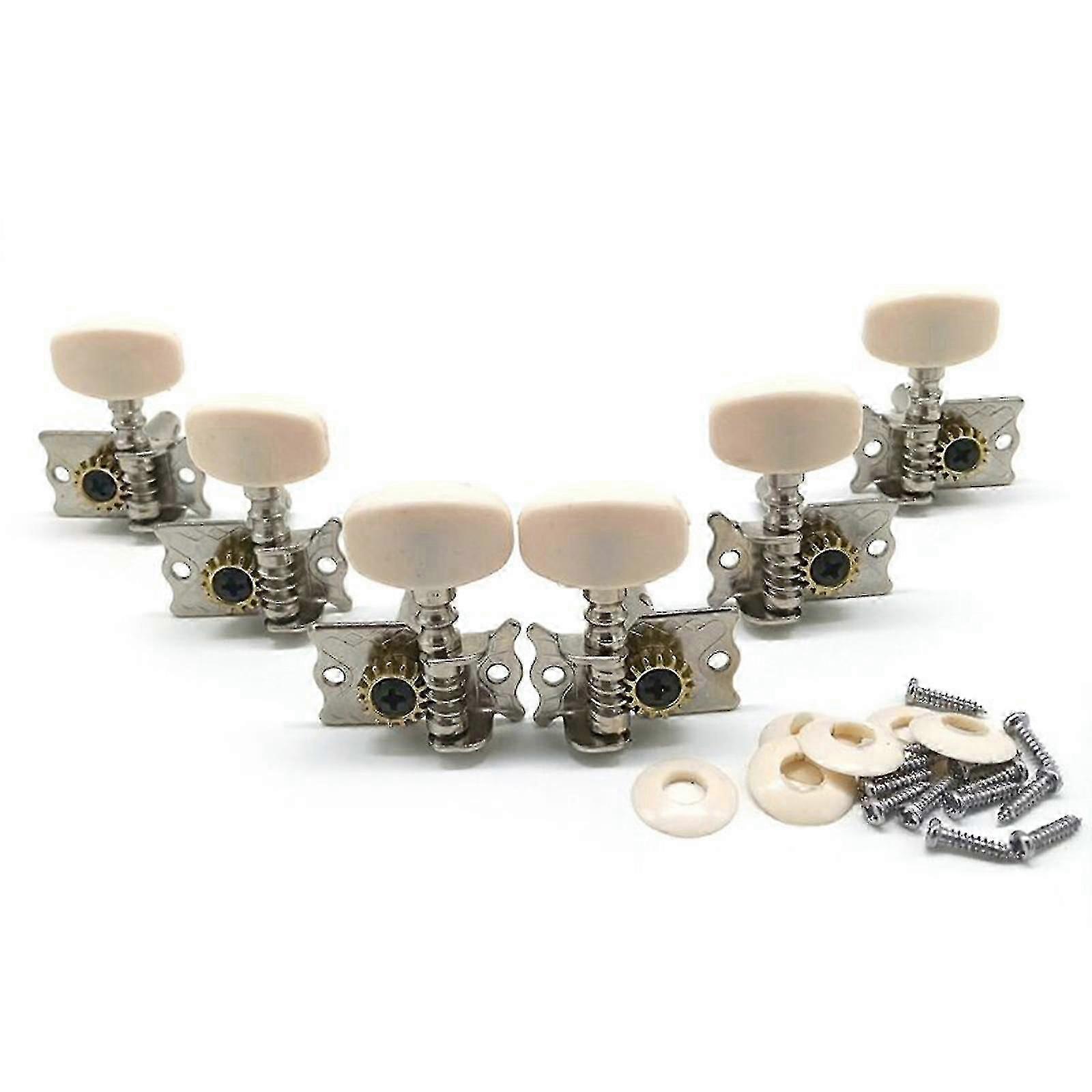 Silver Pearled Guitar Tuning Pegs Set, High-Quality Machine Heads for Acoustic Guitar with Smooth Tuning Mechanism