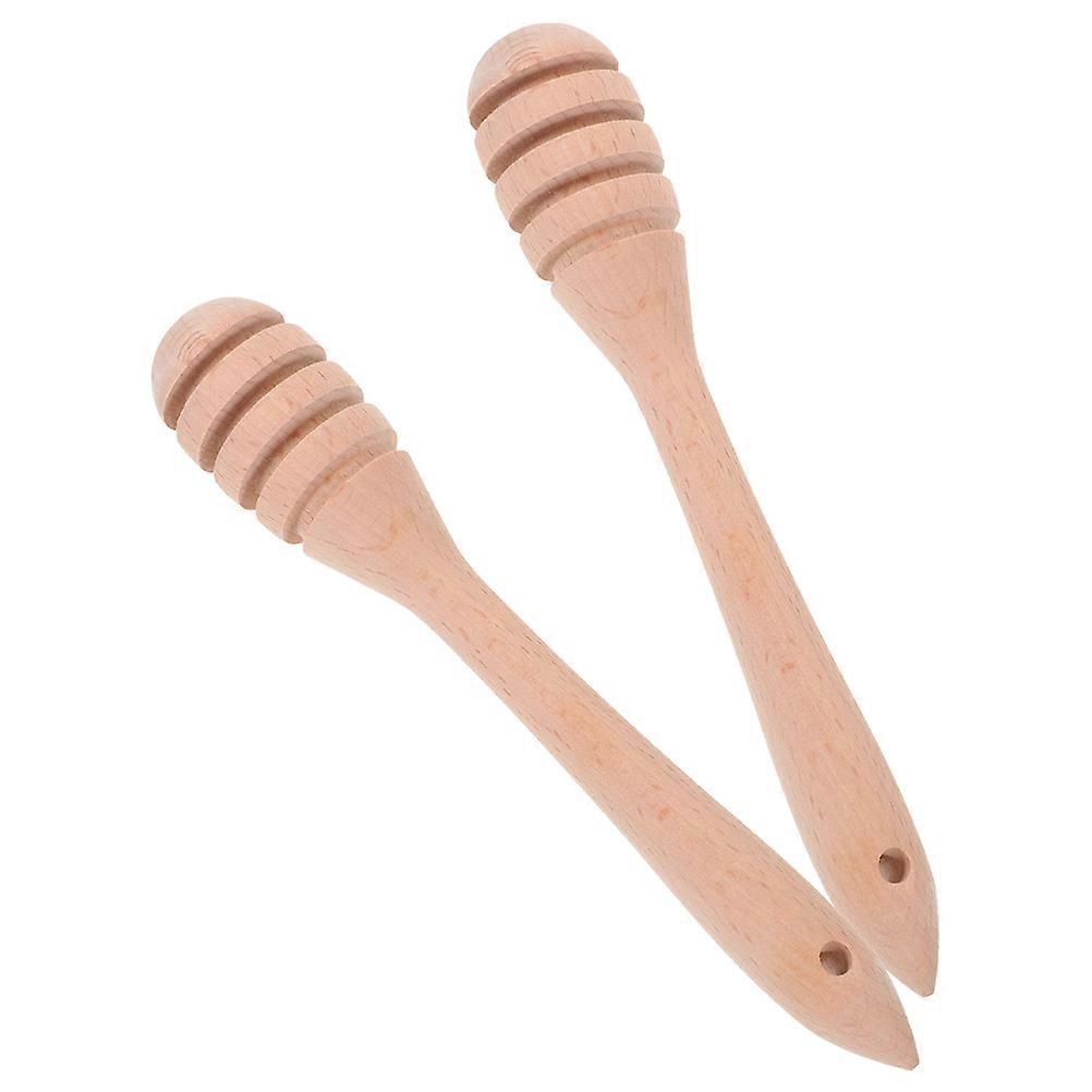 Honey Stirrer Wooden Honey Dipper Stick for Mixing 2Pcs Assorted Color