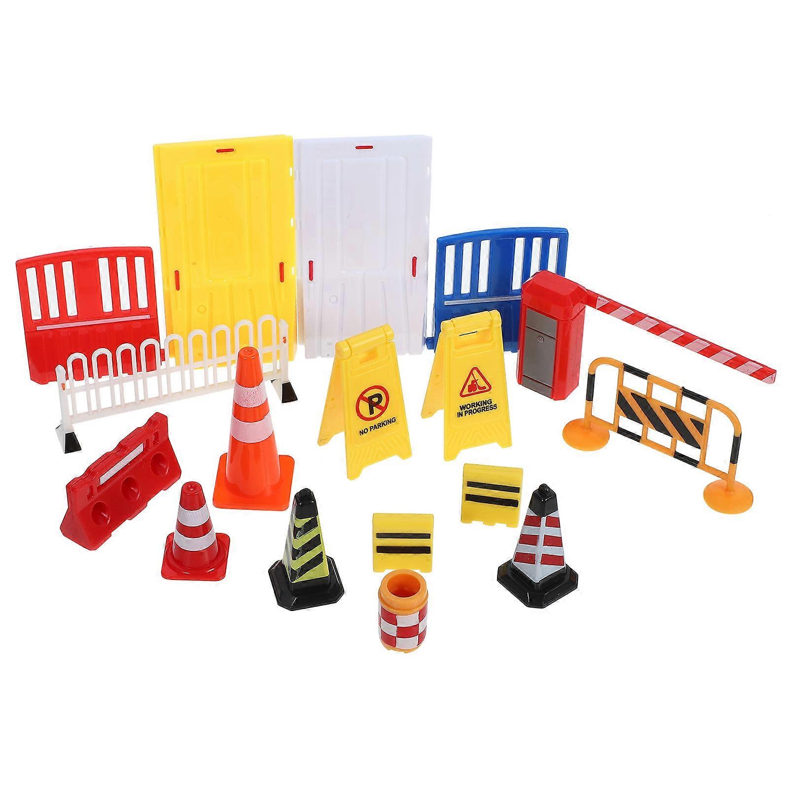 Mini Traffic Fence Roadblocks Toys for Educational Play with 4Sets
