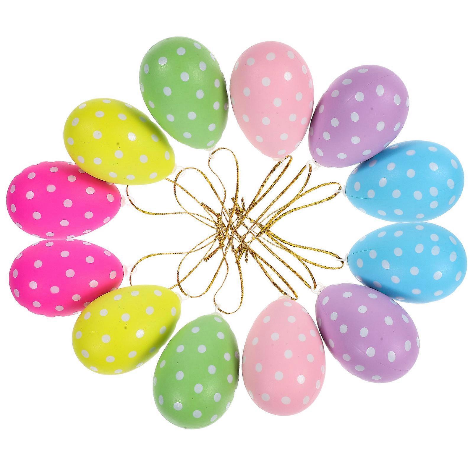 Colorful Easter Hanging Ornaments Plastic Eggs for Spring Decoration 24Pcs
