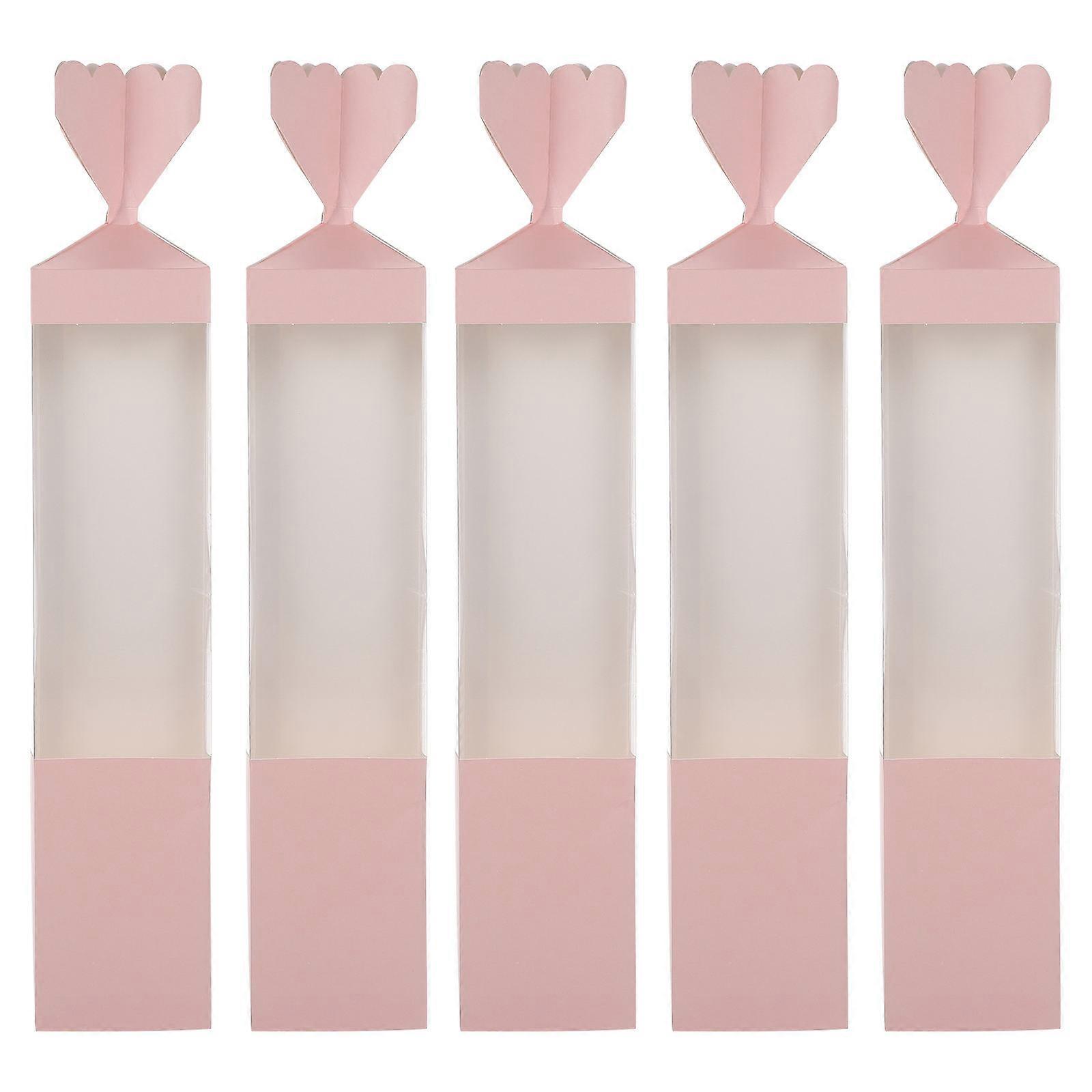 Flower Transparent Paper Boxes for Storage Pink 5Pcs Pack